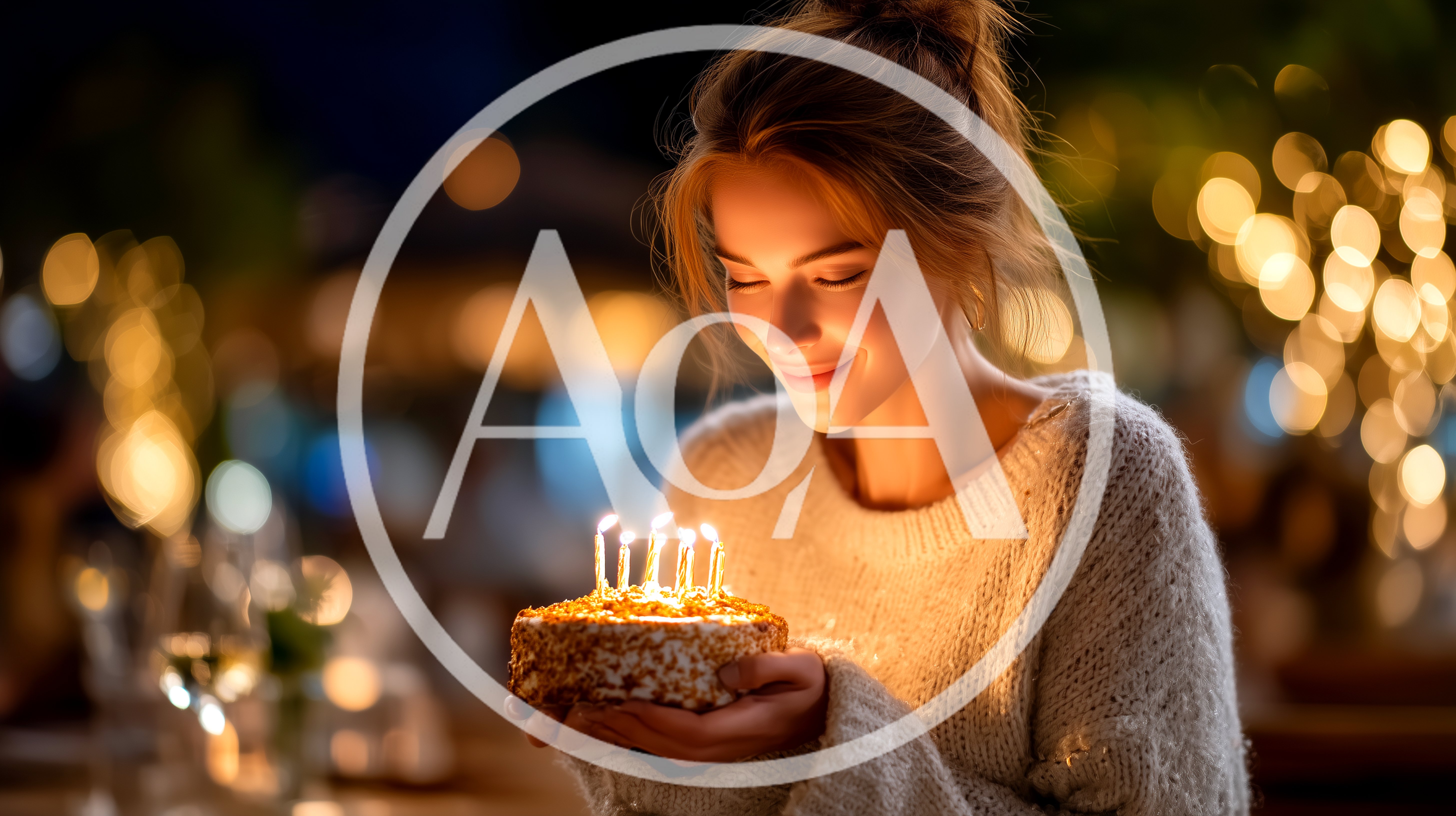 Young Woman Holding Birthday Cake With Lit Candles