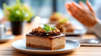 Slice Of Chocolate Mousse Cake On A Plate
