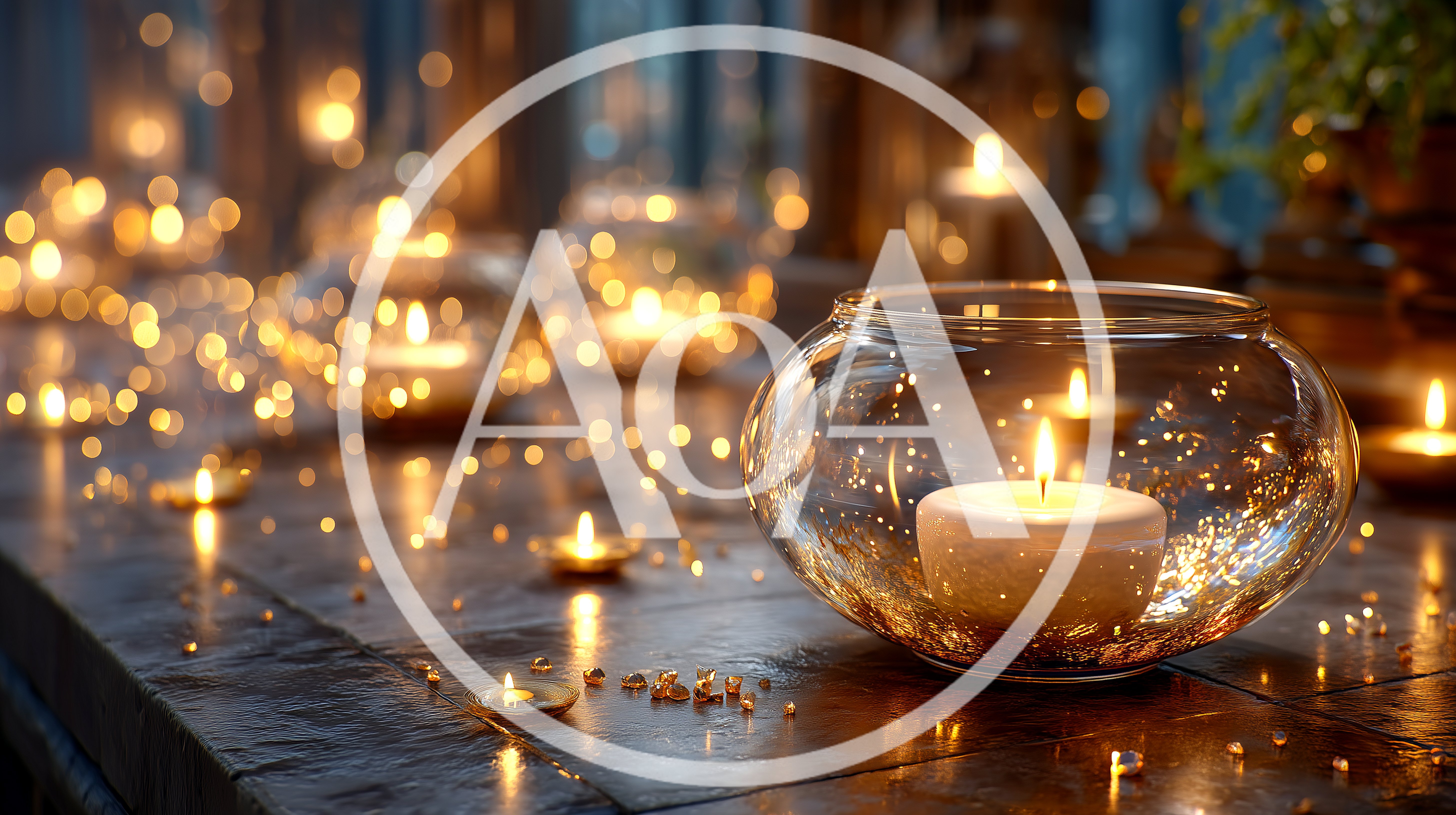 Candlelight Glow In Glass Bowls On Dark Table