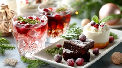Christmas Holiday Dessert Platter With Festive Cocktails