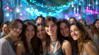 Group Of Young Women Smiling At Music Festival