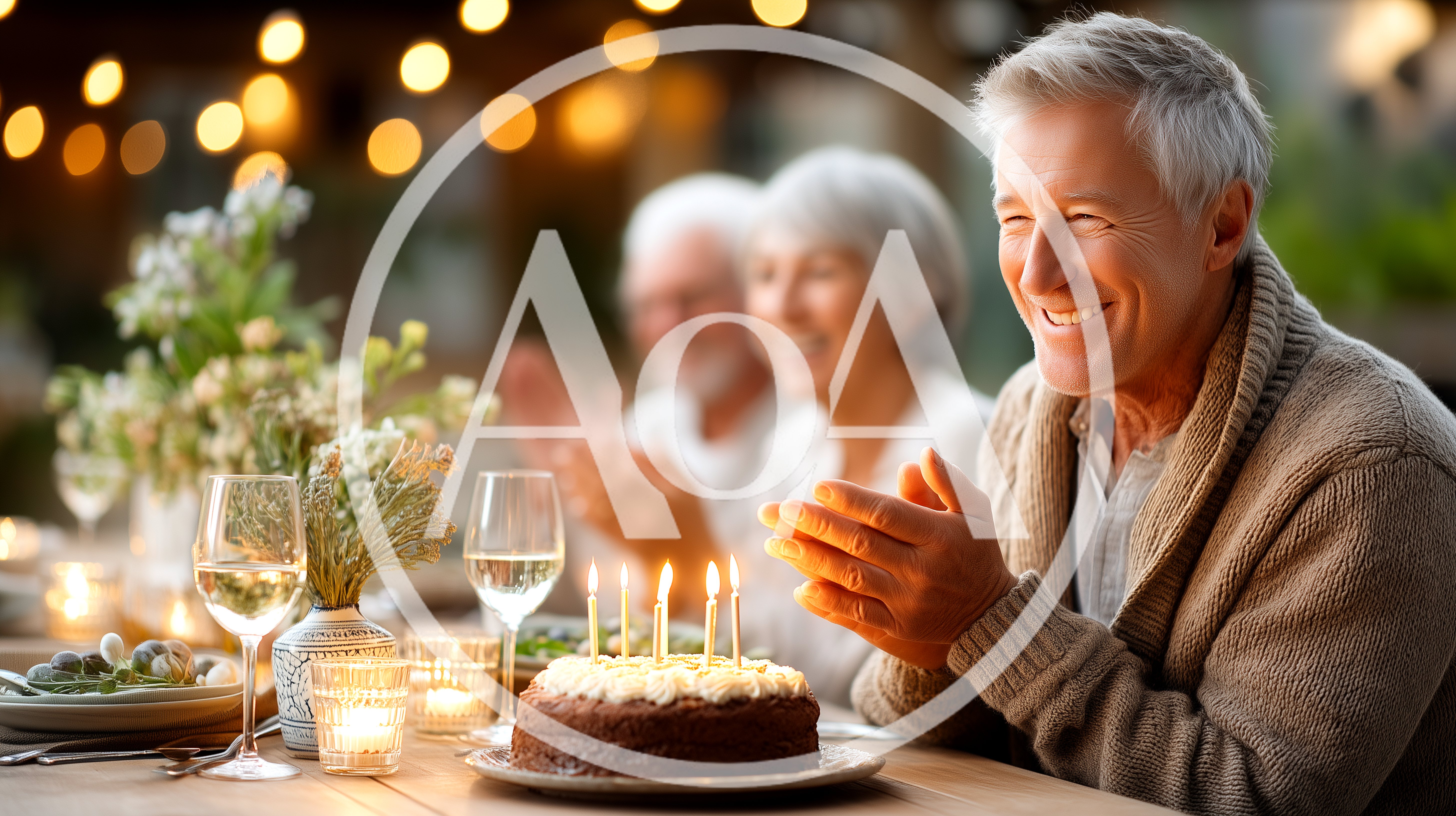 Senior Man Celebrating Birthday With Friends