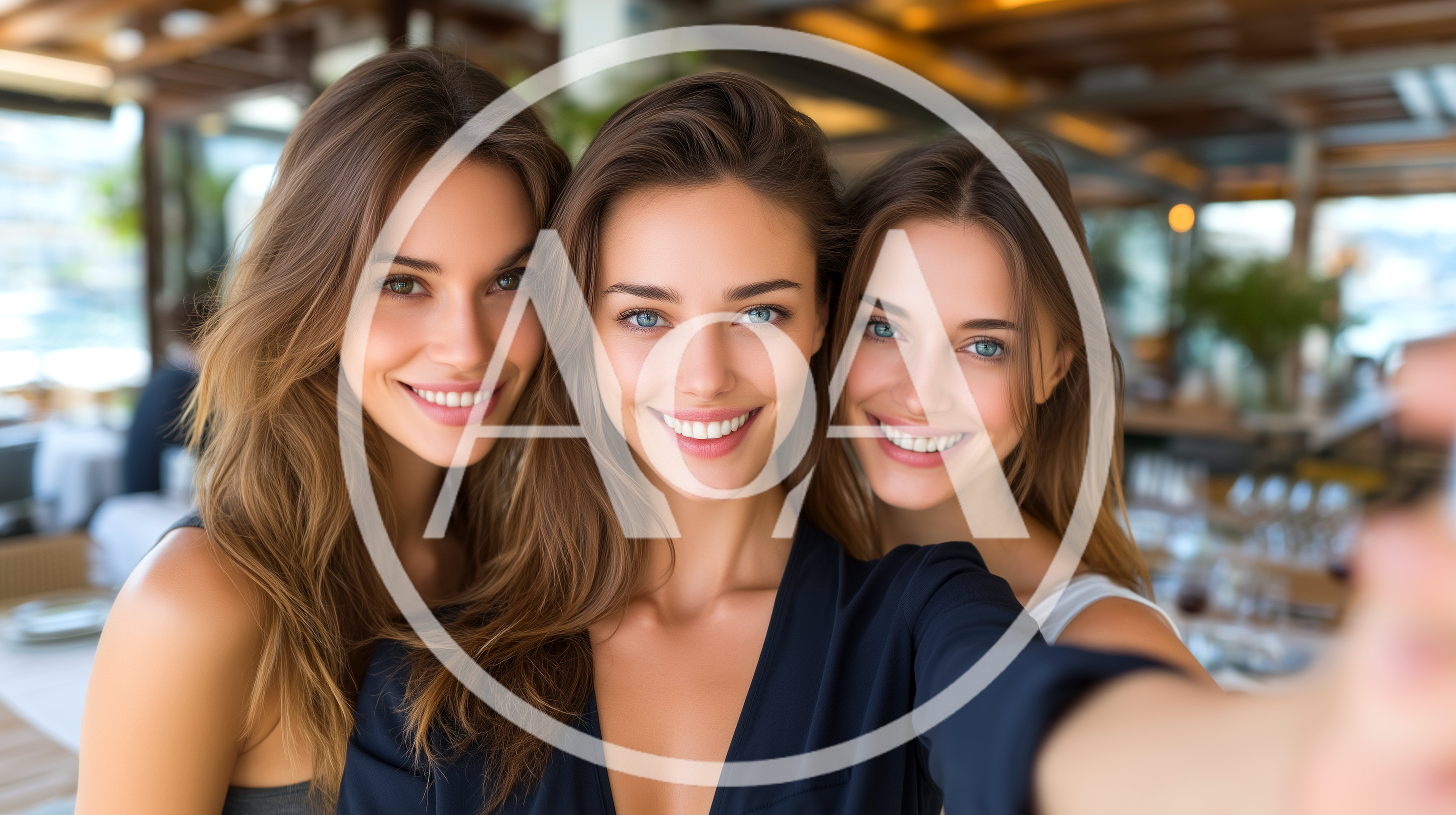 Three Young Women Taking A Selfie Together