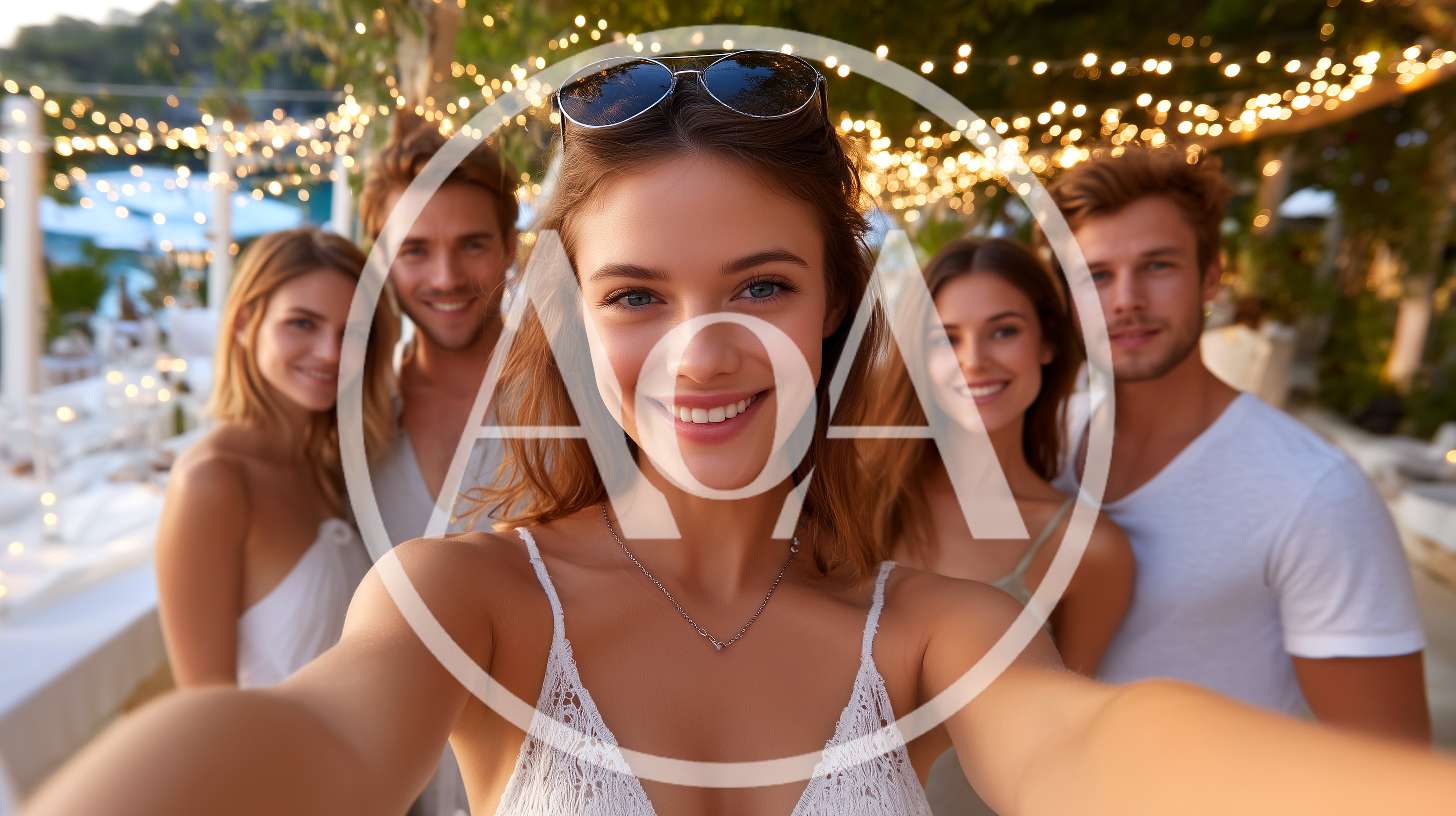 Group Of Friends Taking A Selfie At An Evening Party