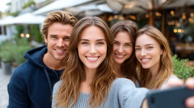 Group Of Friends Taking A Selfie Outdoors