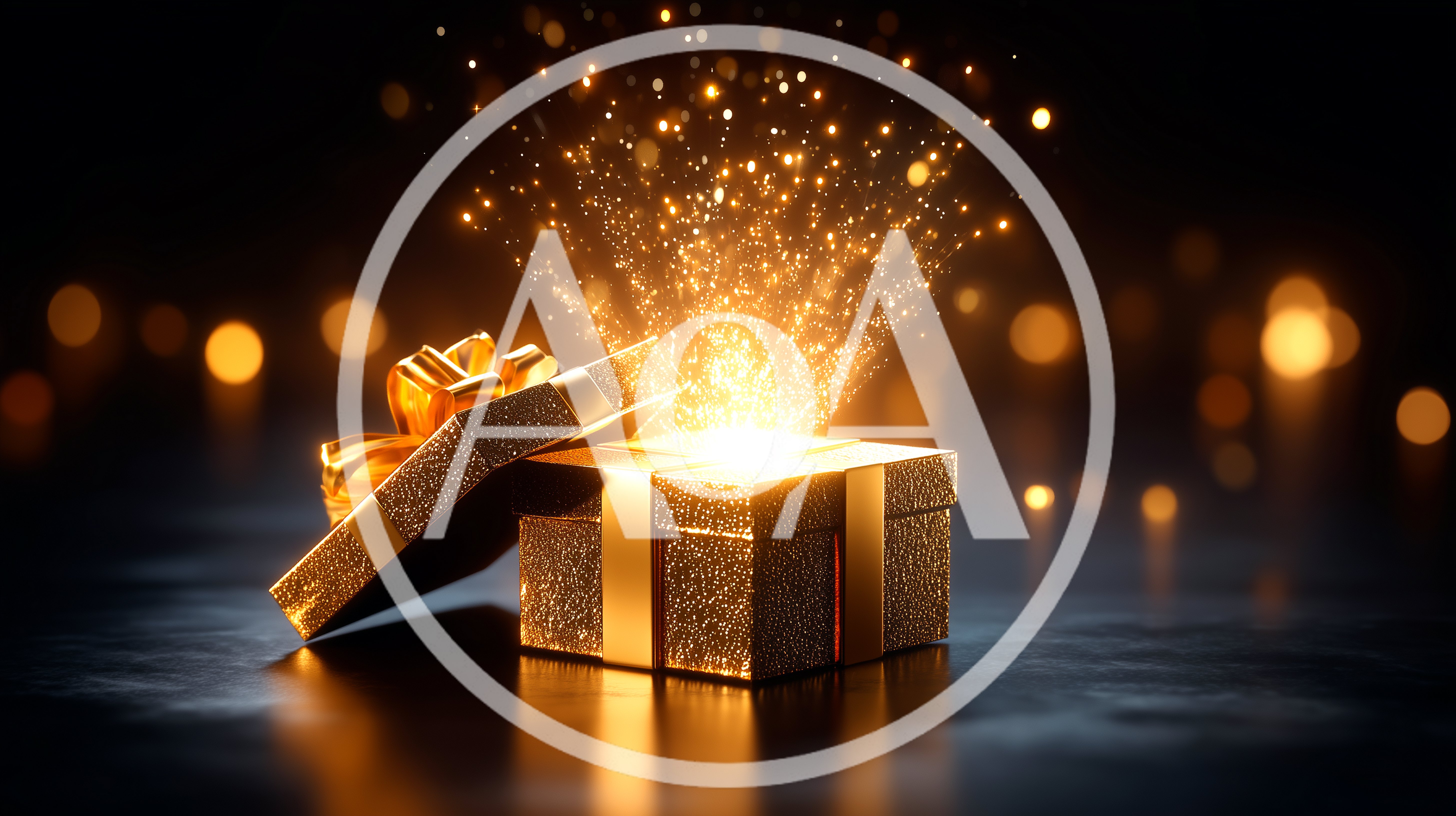 Golden Gift Box Opening With Magical Sparkles