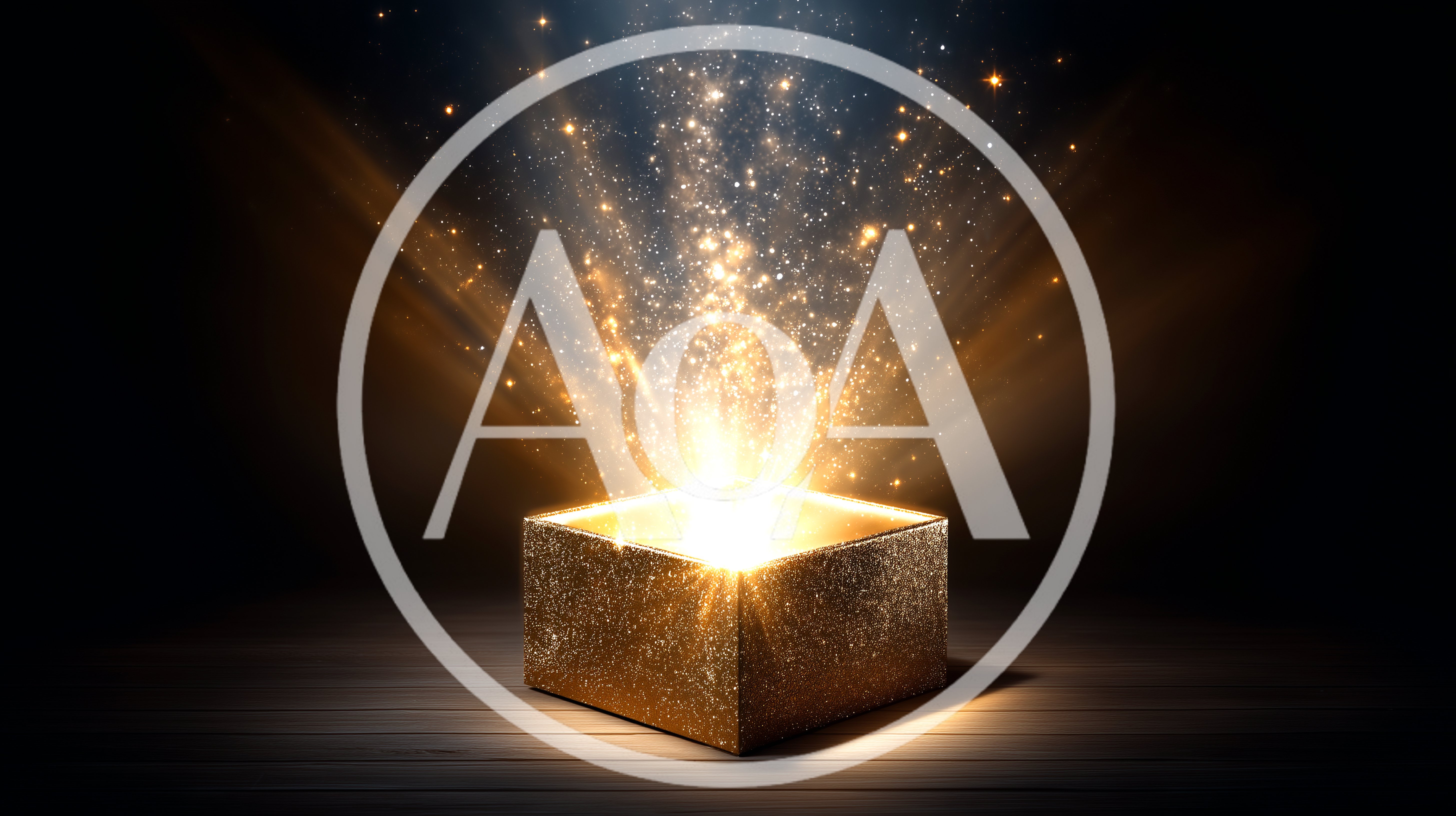 Golden Gift Box With Magical Glowing Light