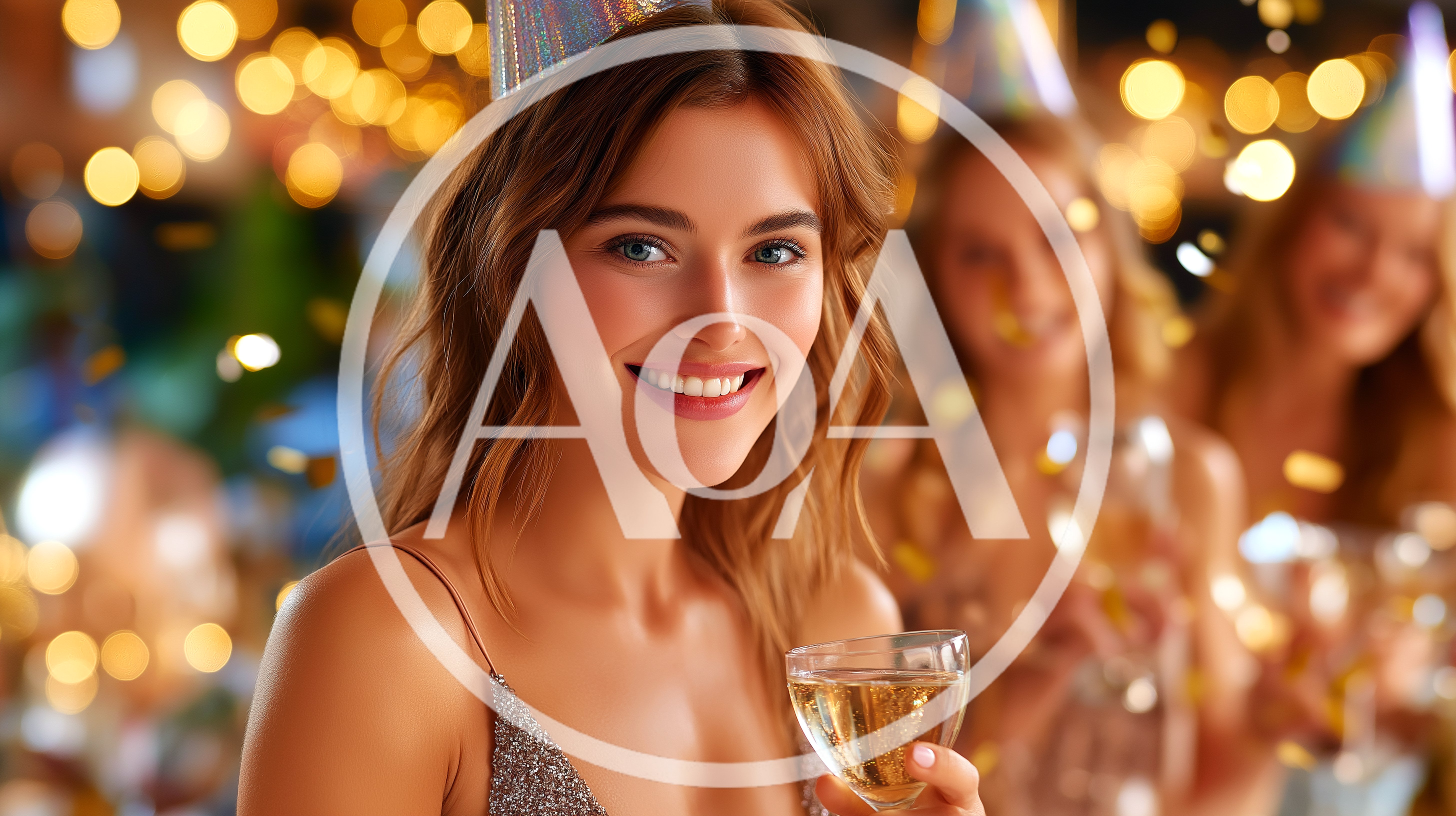 Young Woman Celebrating New Year With Friends