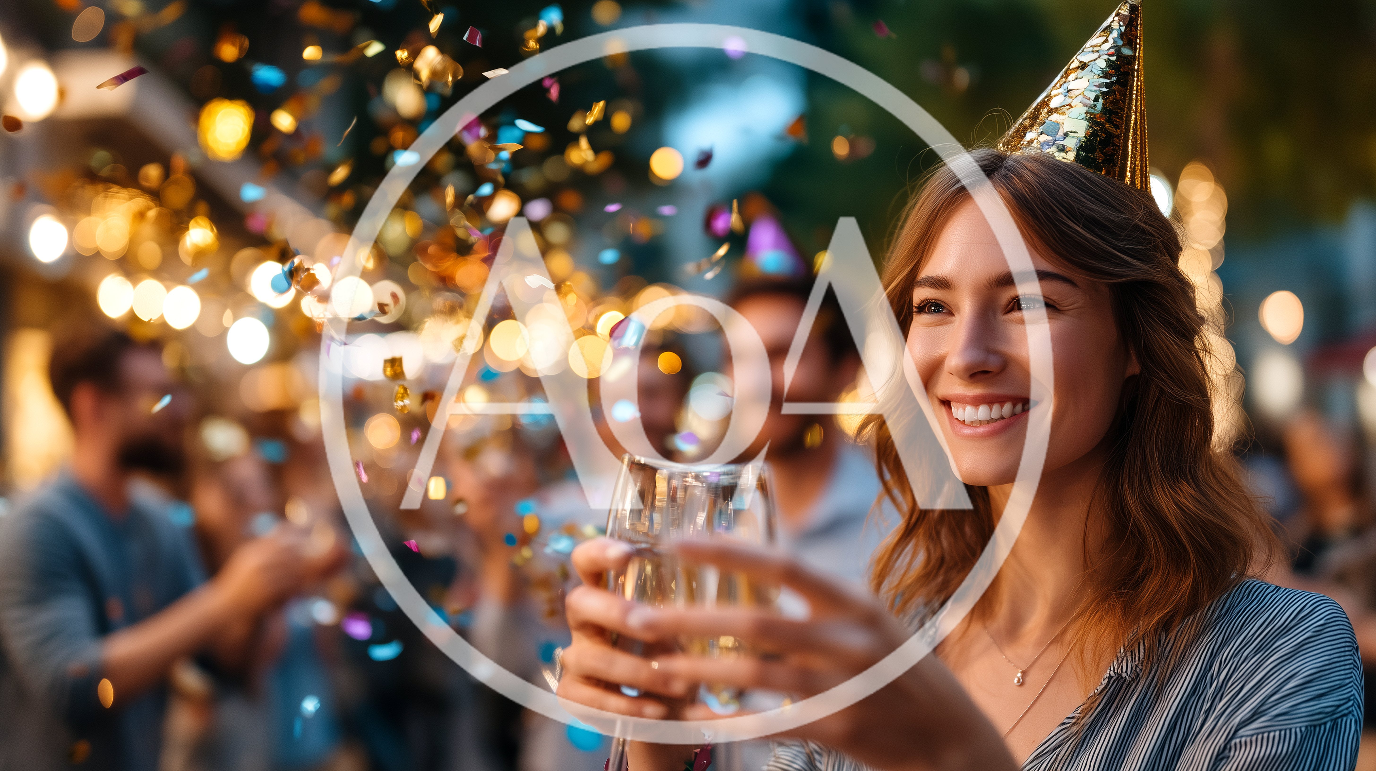 Young Woman Celebrating With Champagne At A Party