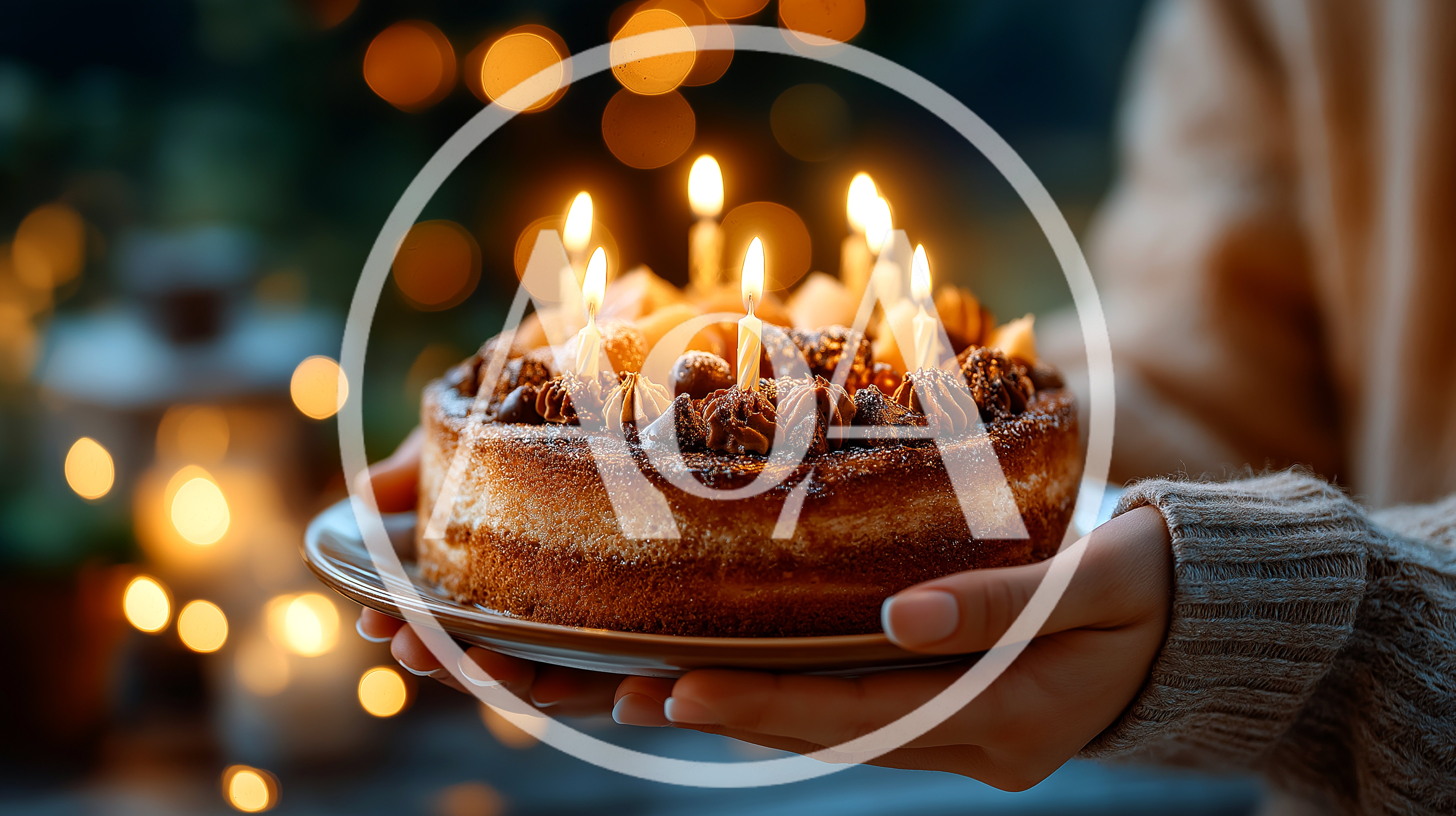 Person Holding A Birthday Cake With Lit Candles