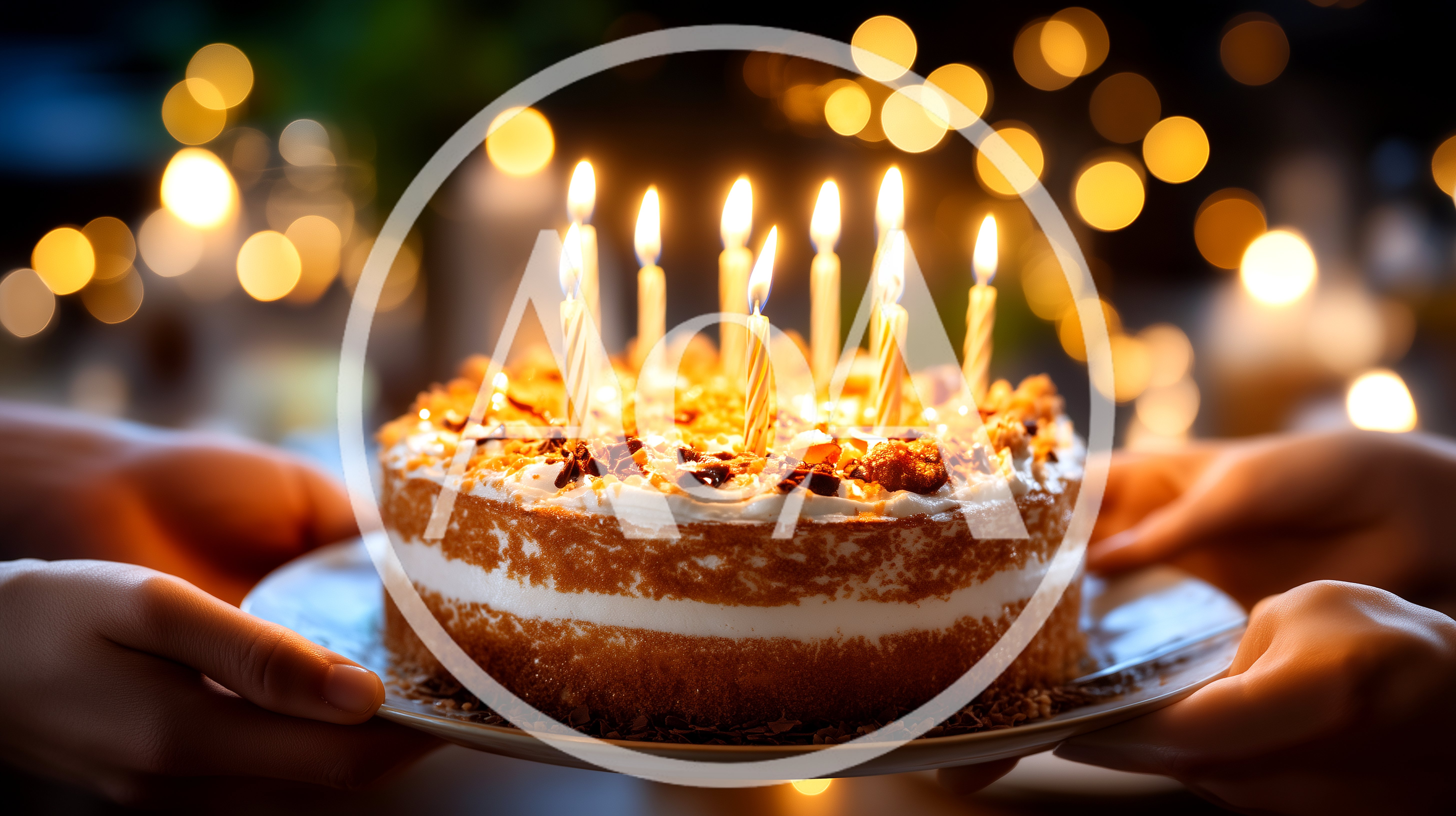 Hands Holding A Birthday Cake With Lit Candles