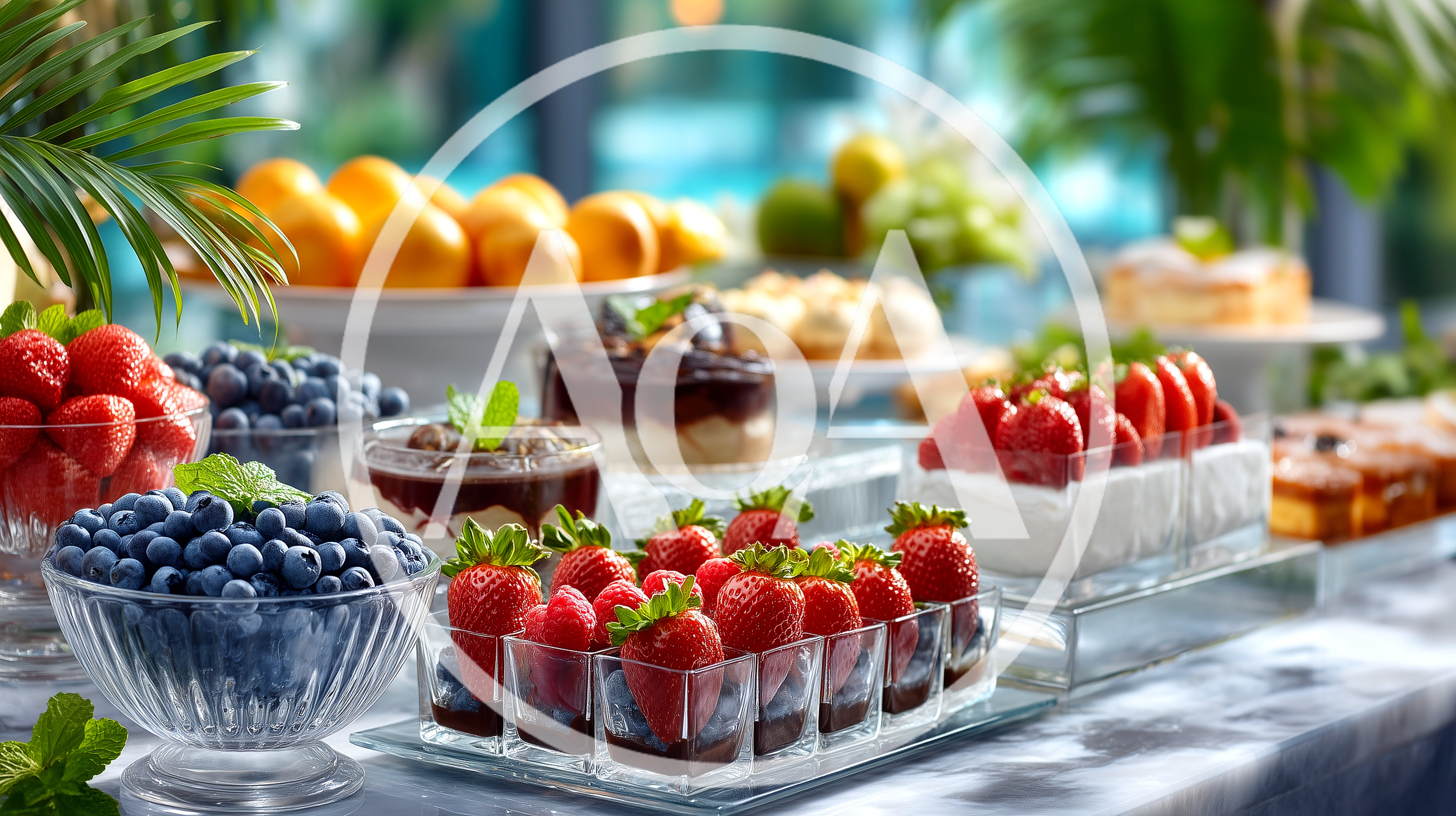 Gourmet Dessert Buffet Display With Fresh Berries And Pastries