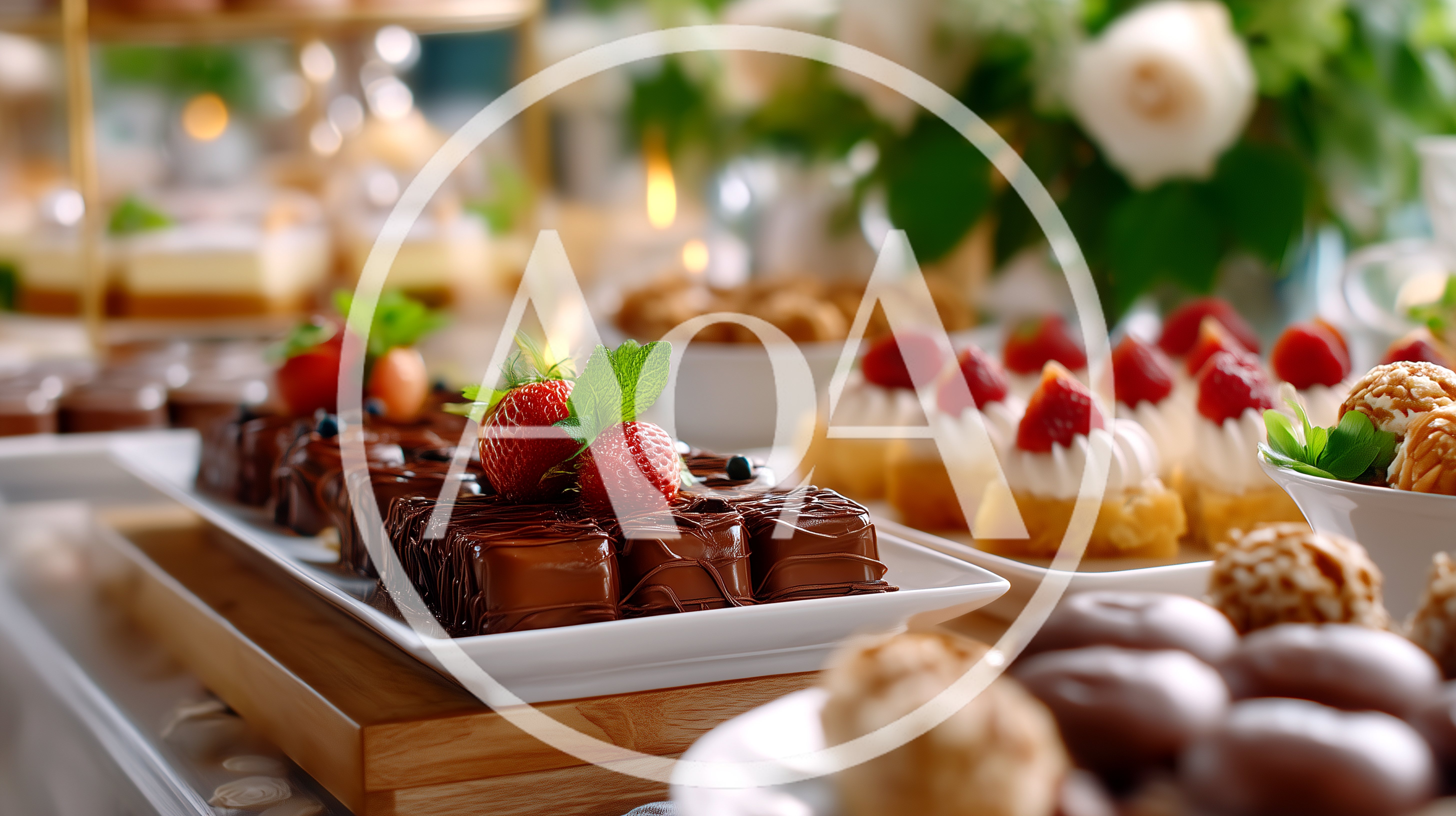 Gourmet Chocolate Desserts and Pastries on Buffet Table