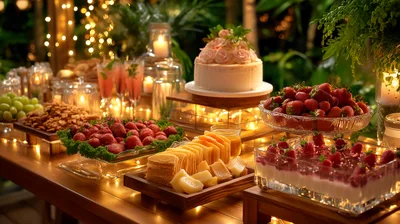 Elegant Dessert Buffet Table At An Evening Event