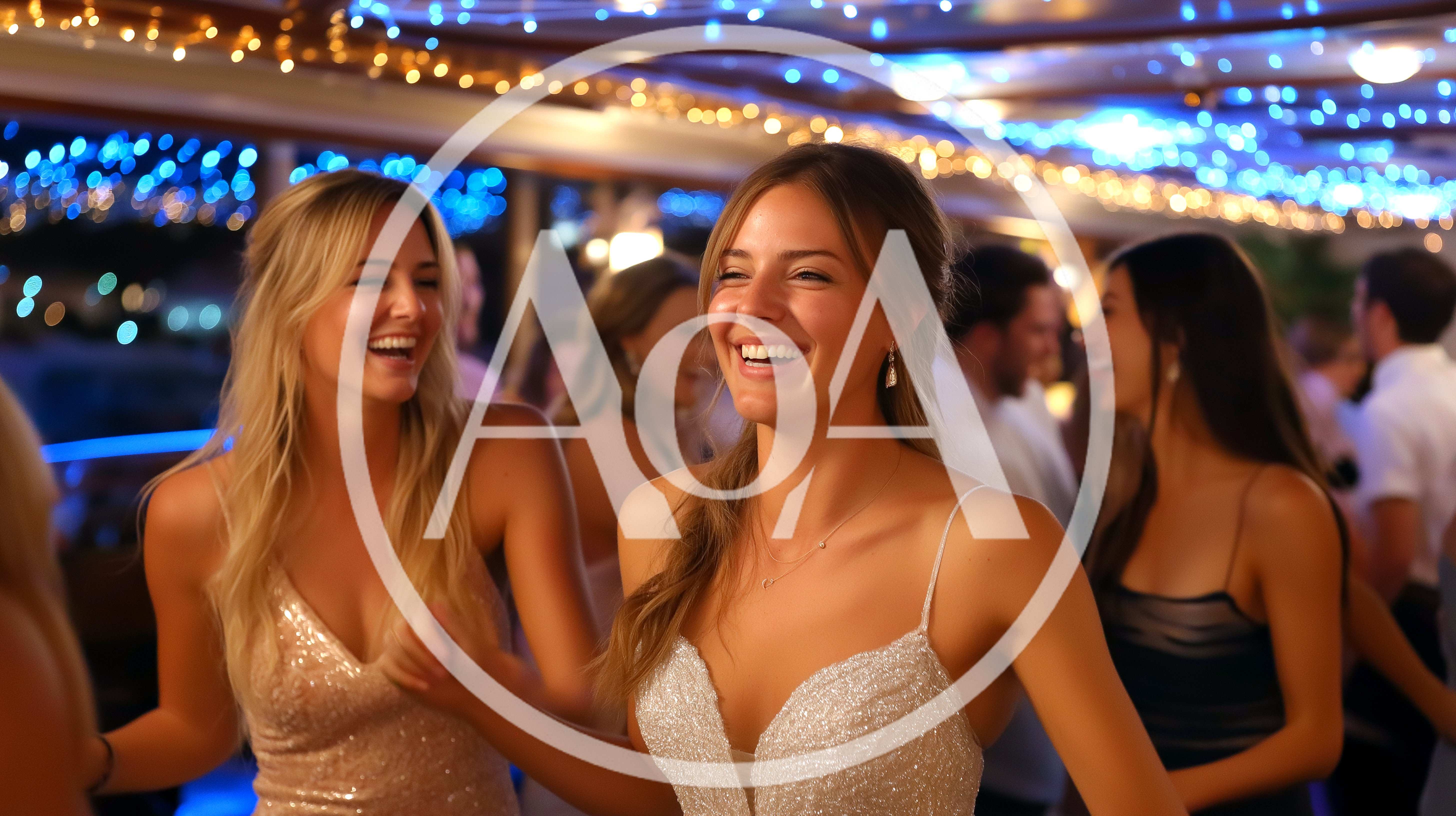 Happy Young Women Dancing at a Nighttime Party
