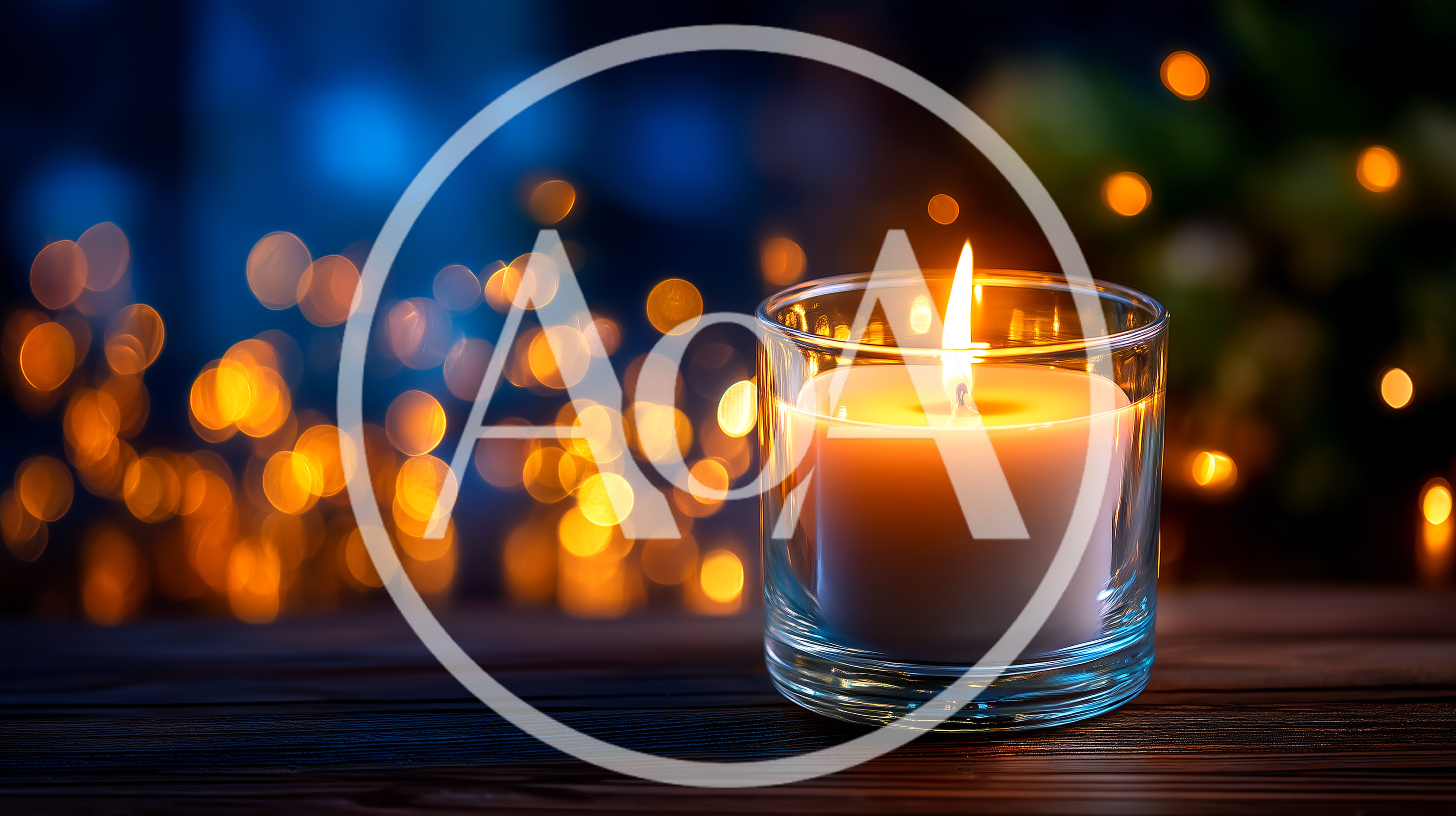 Lit Candle In Glass Jar With Bokeh Background