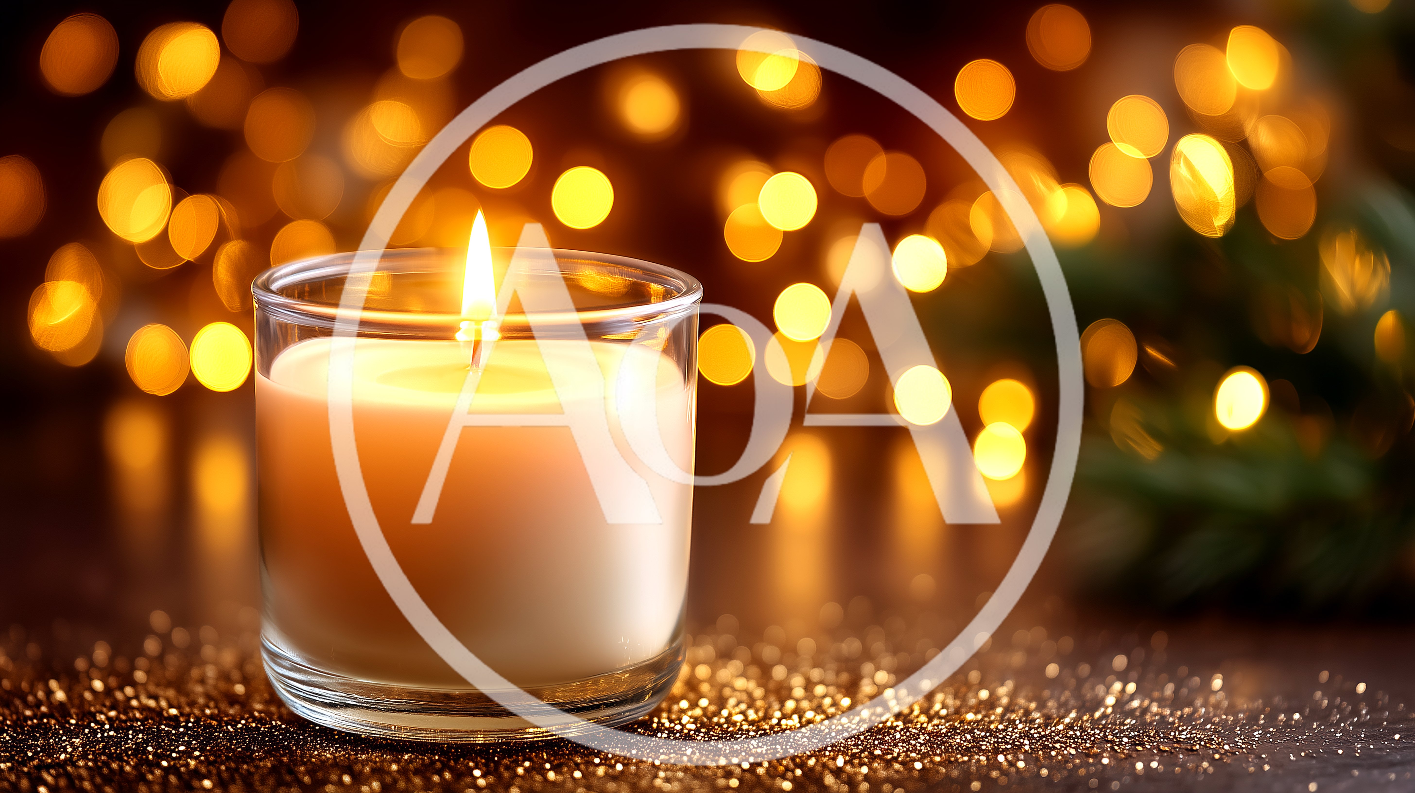 Lit Candle In Glass Jar With Bokeh Background