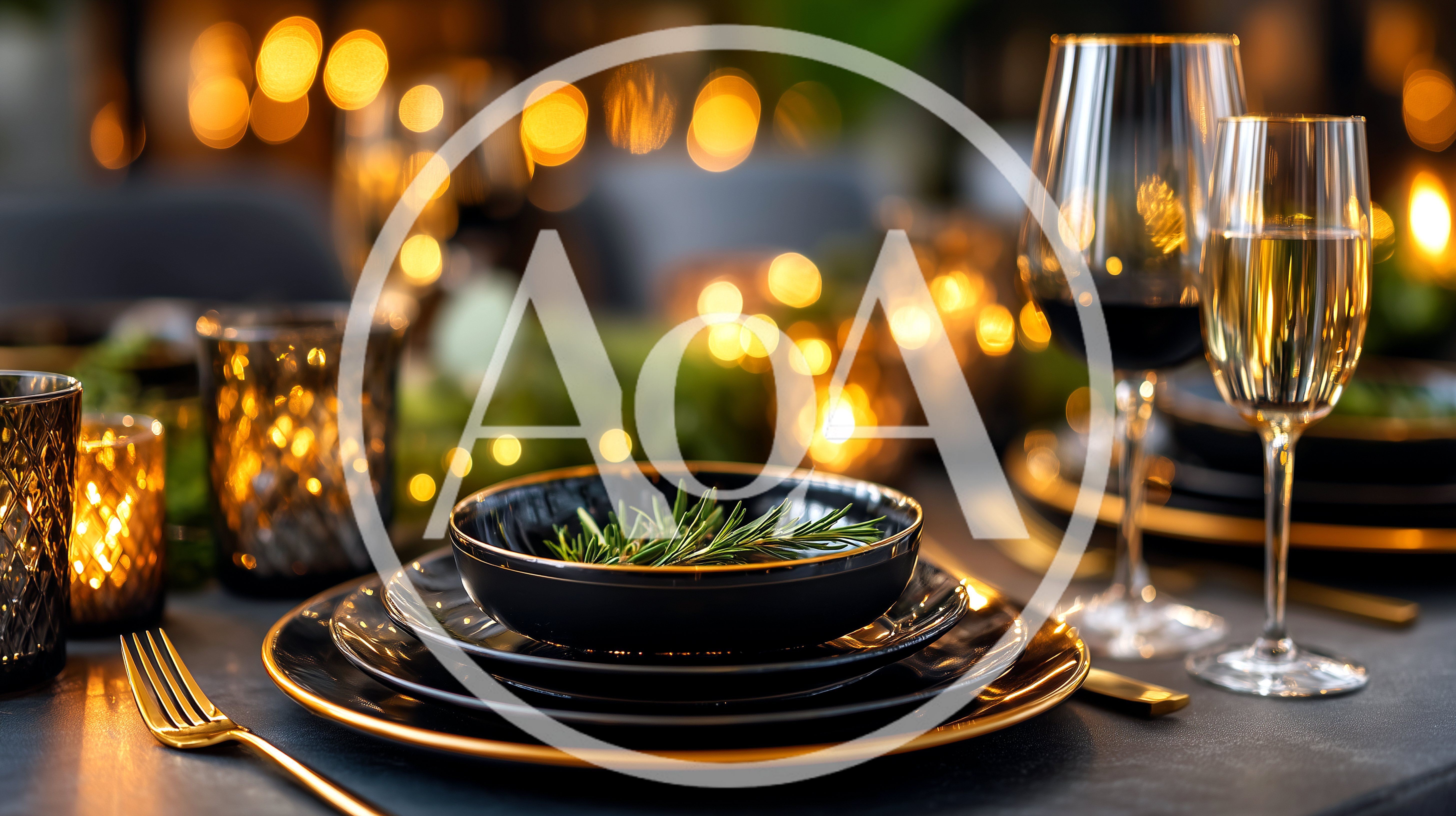 Elegant Table Setting With Wine Glasses And Candles