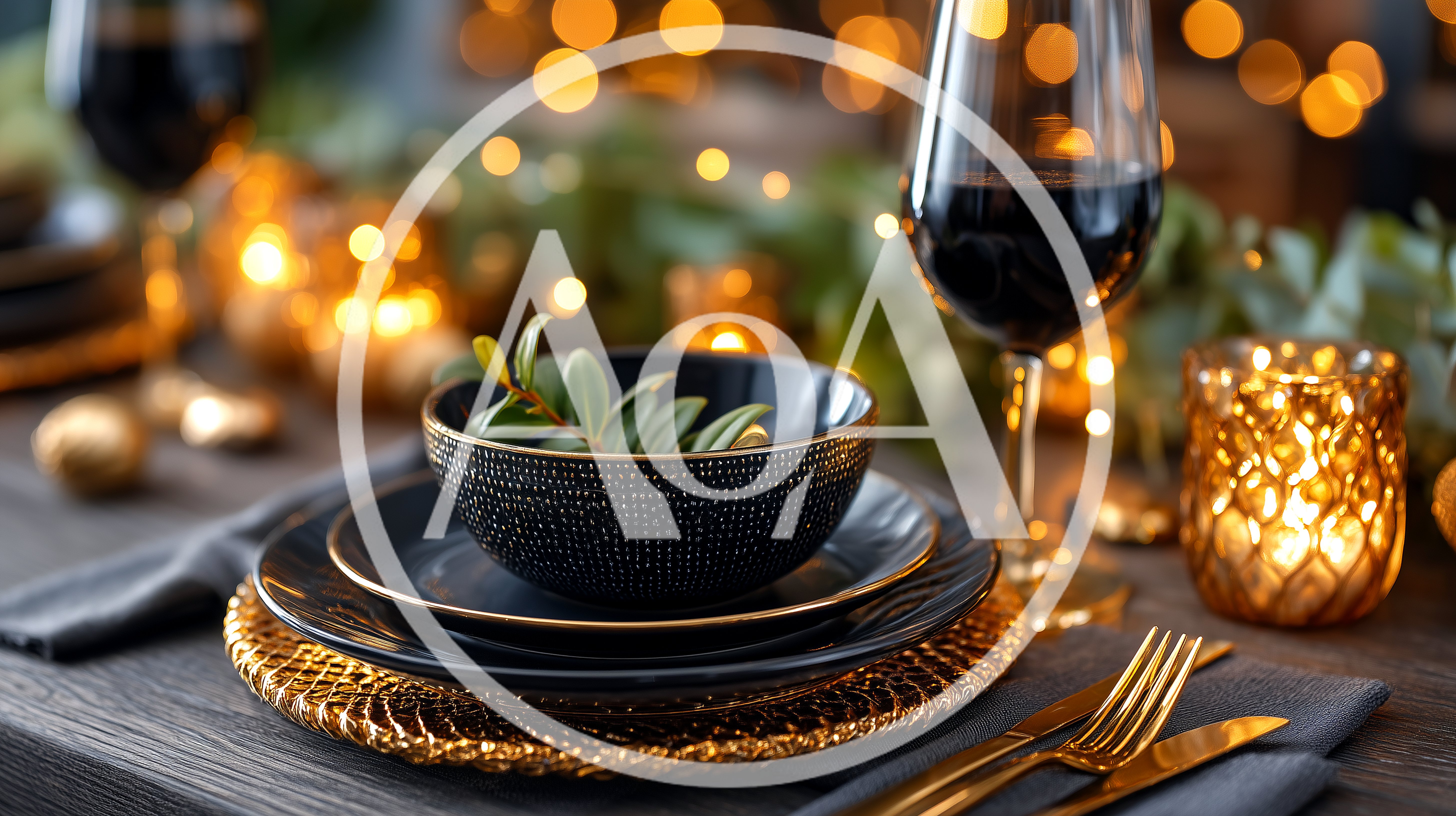 Elegant Holiday Table Setting With Wine And Candles