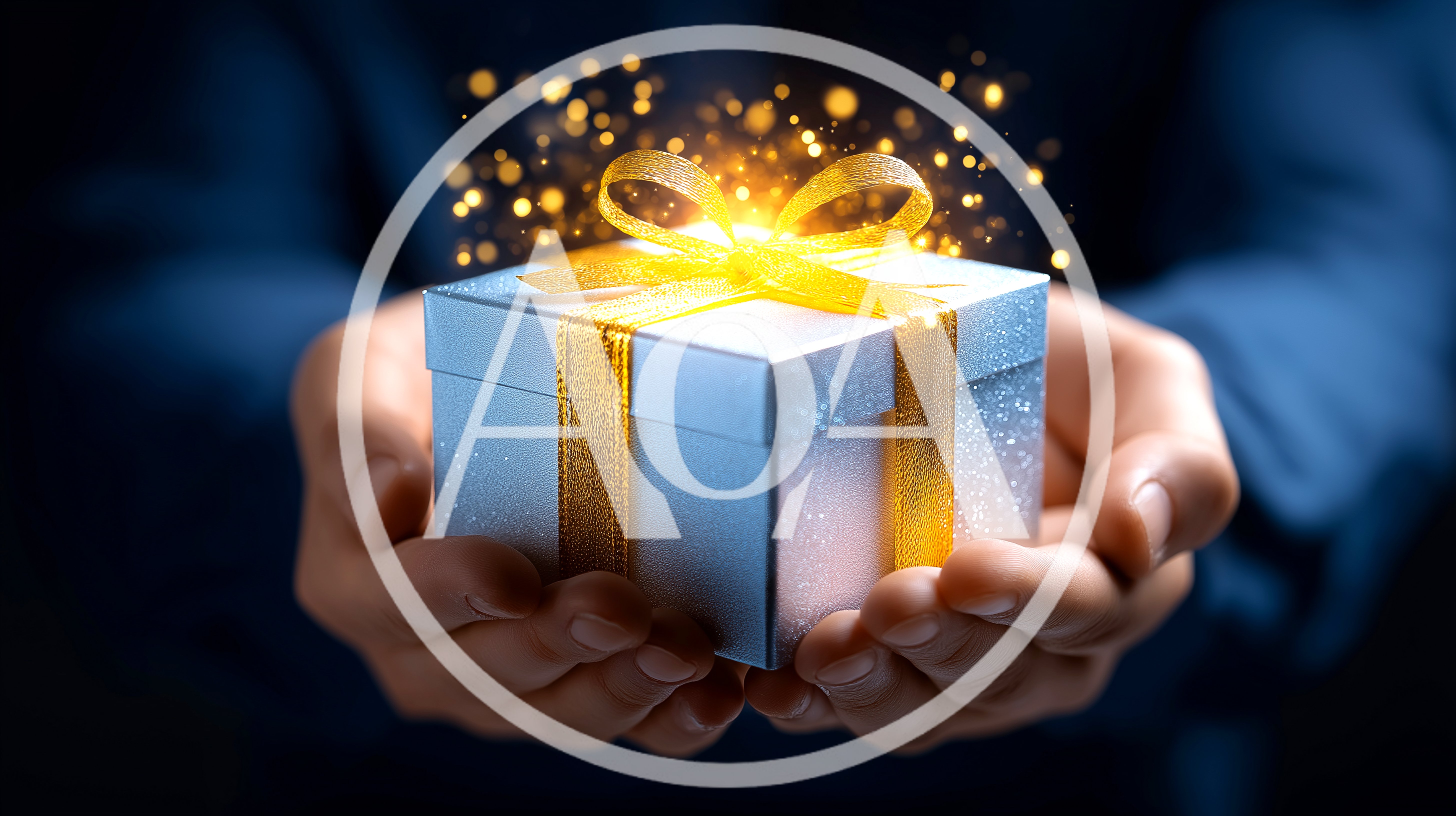 Person Holding A Glowing Gift Box