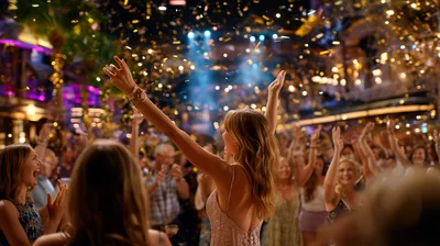 Woman Celebrating With Confetti At A Festive Party