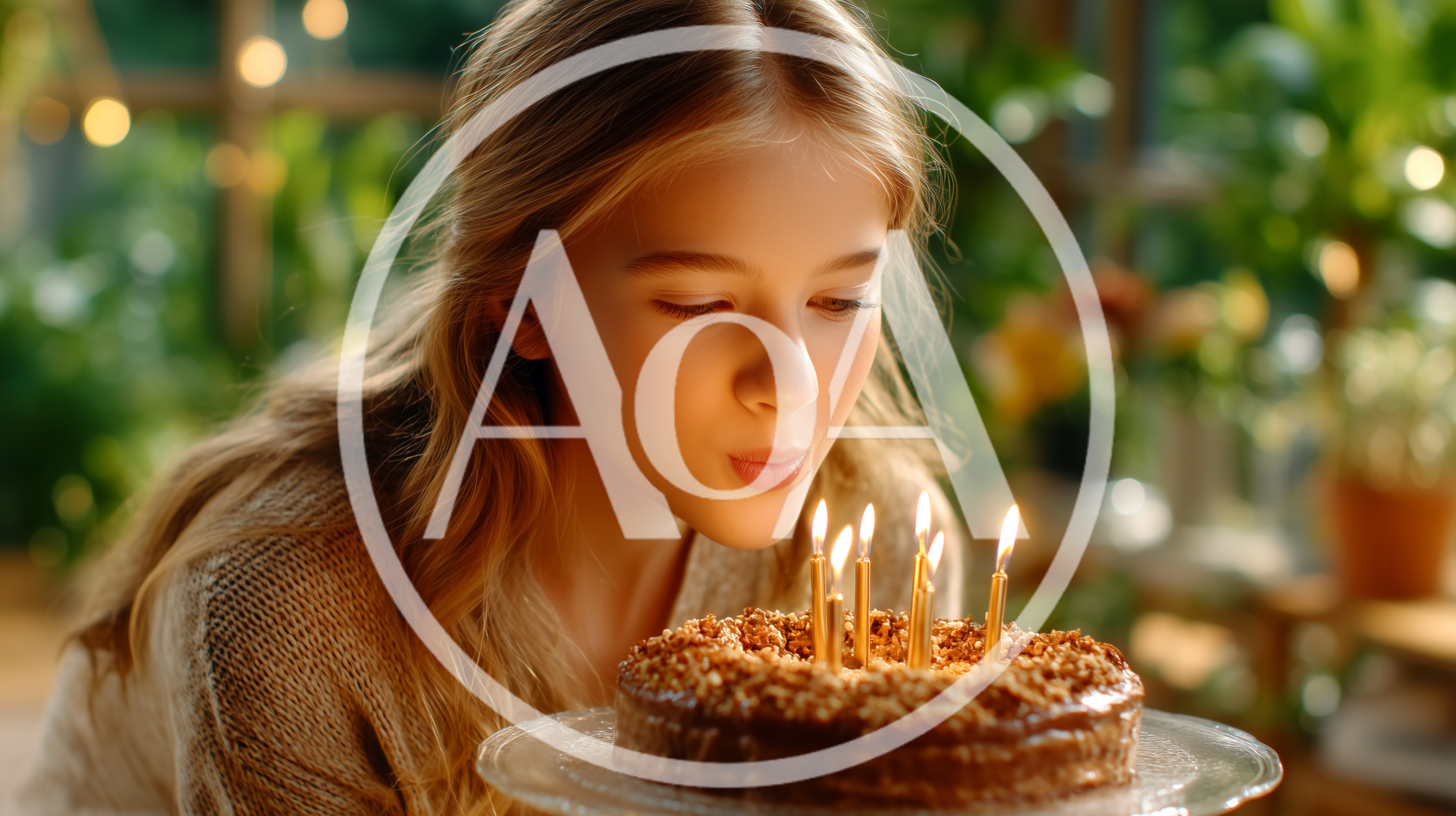 Young Girl Blowing Out Birthday Candles On Cake