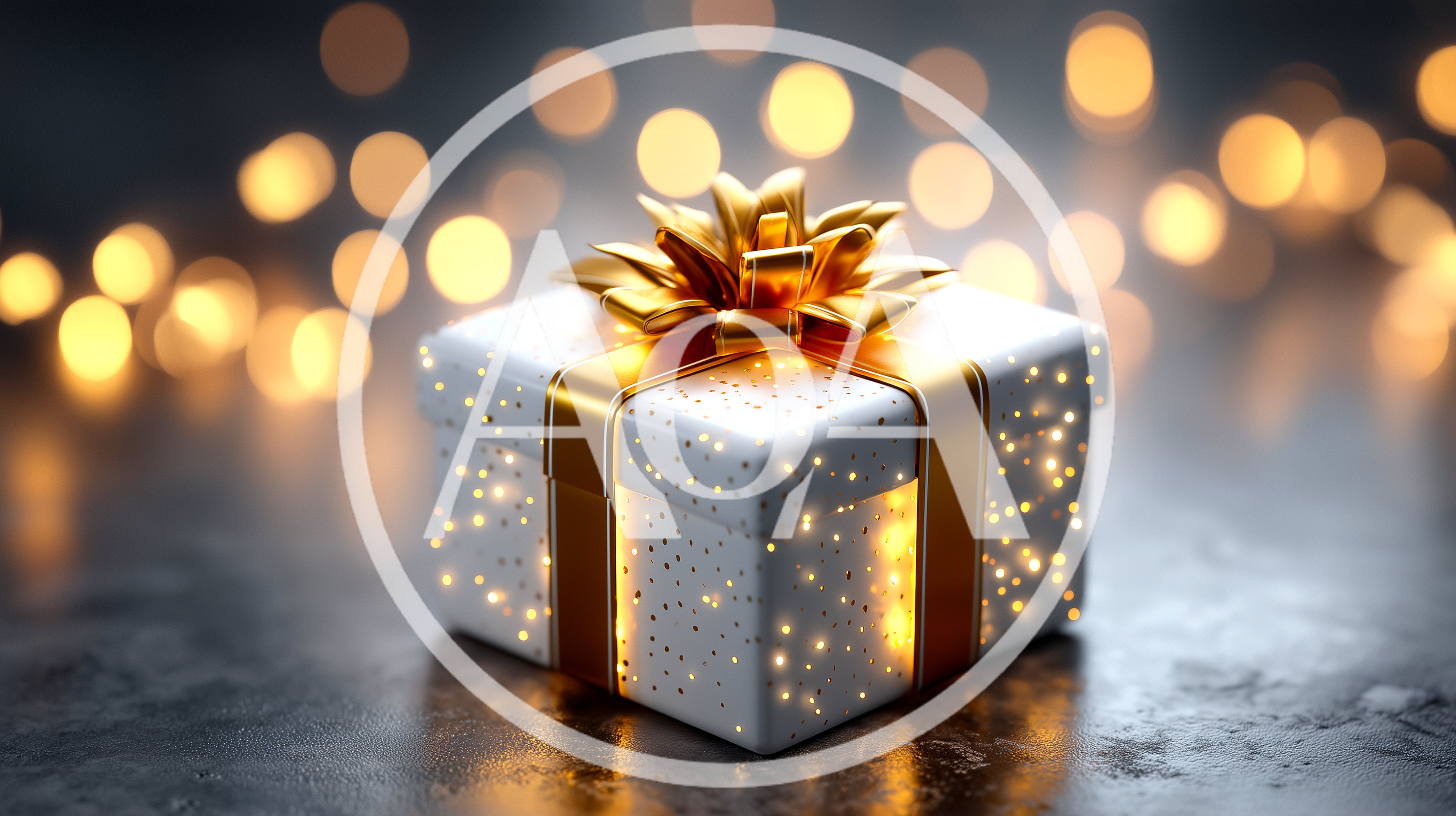 Elegant White Gift Box With Gold Ribbon