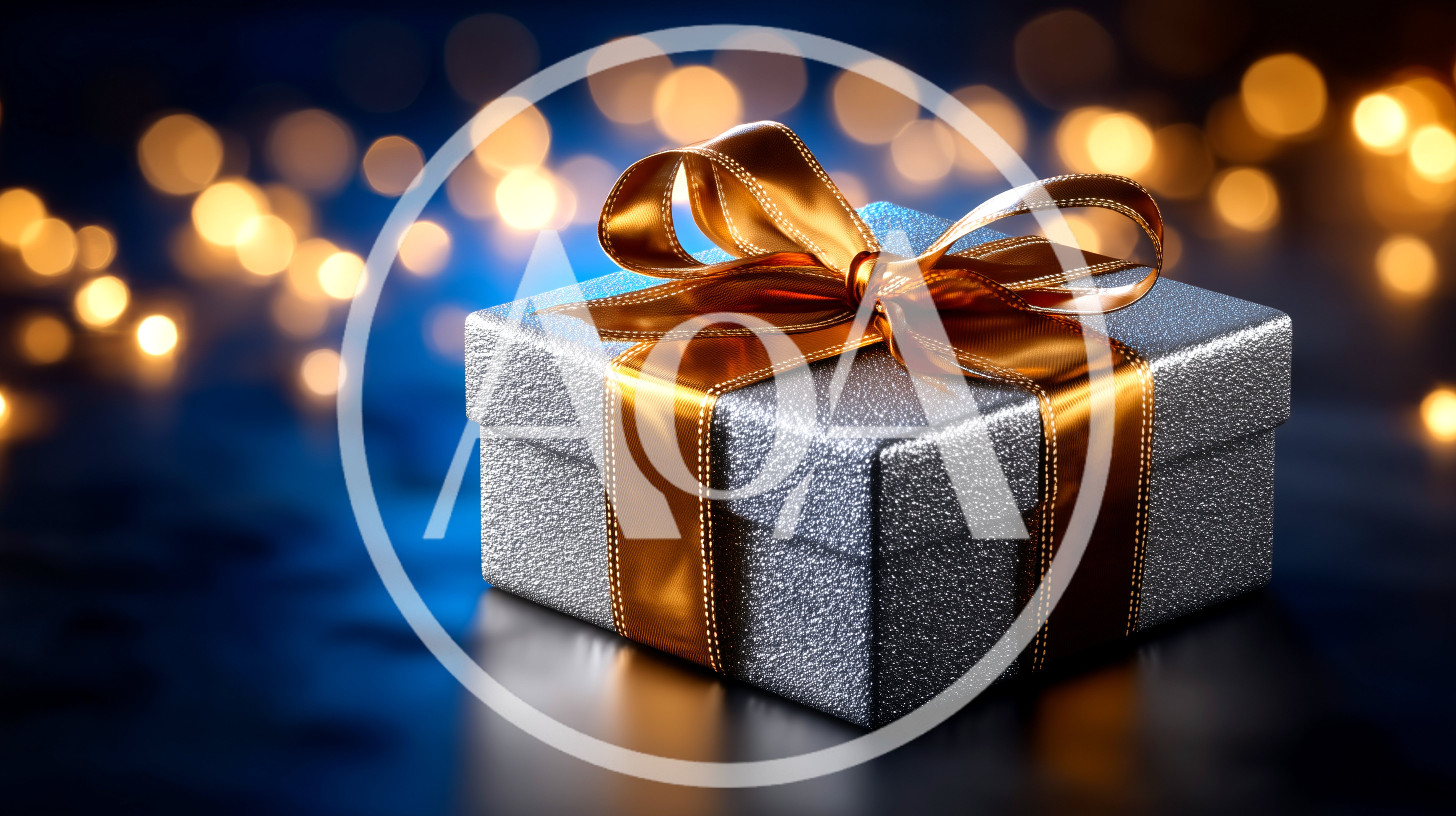 Silver Gift Box With Gold Ribbon
