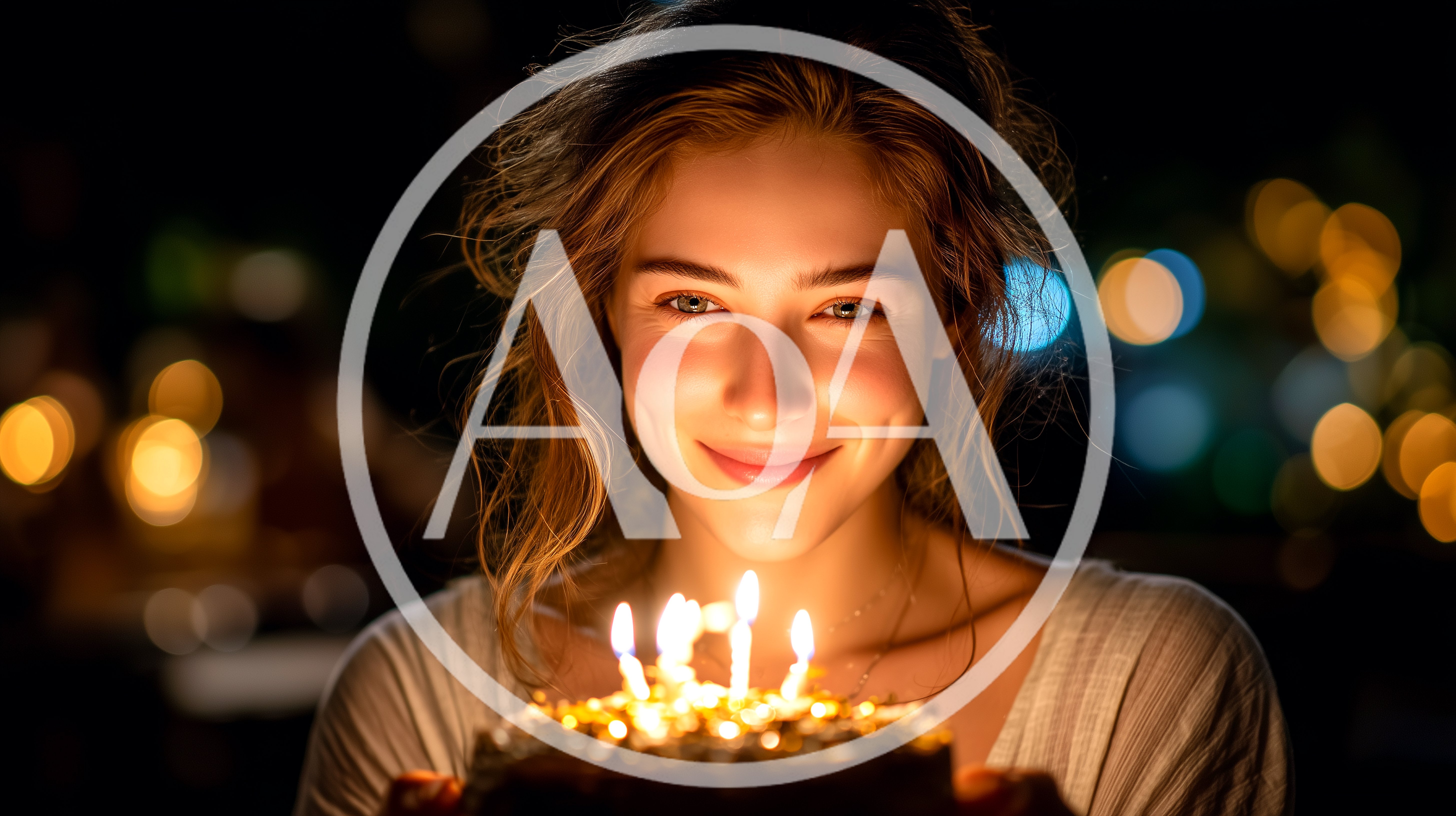 Young Woman Holding Birthday Cake With Lit Candles