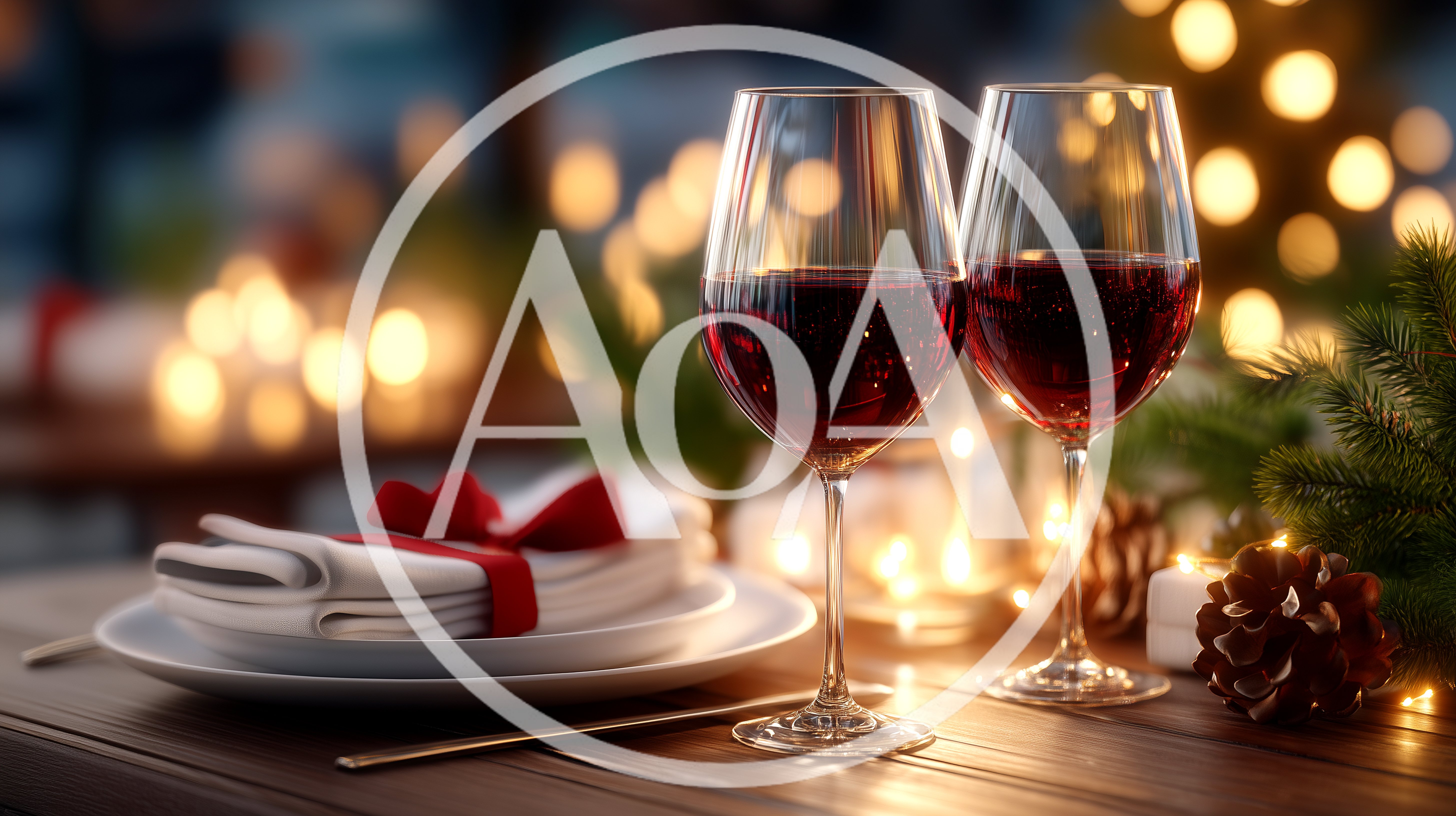 Two Glasses Of Red Wine On A Festive Table