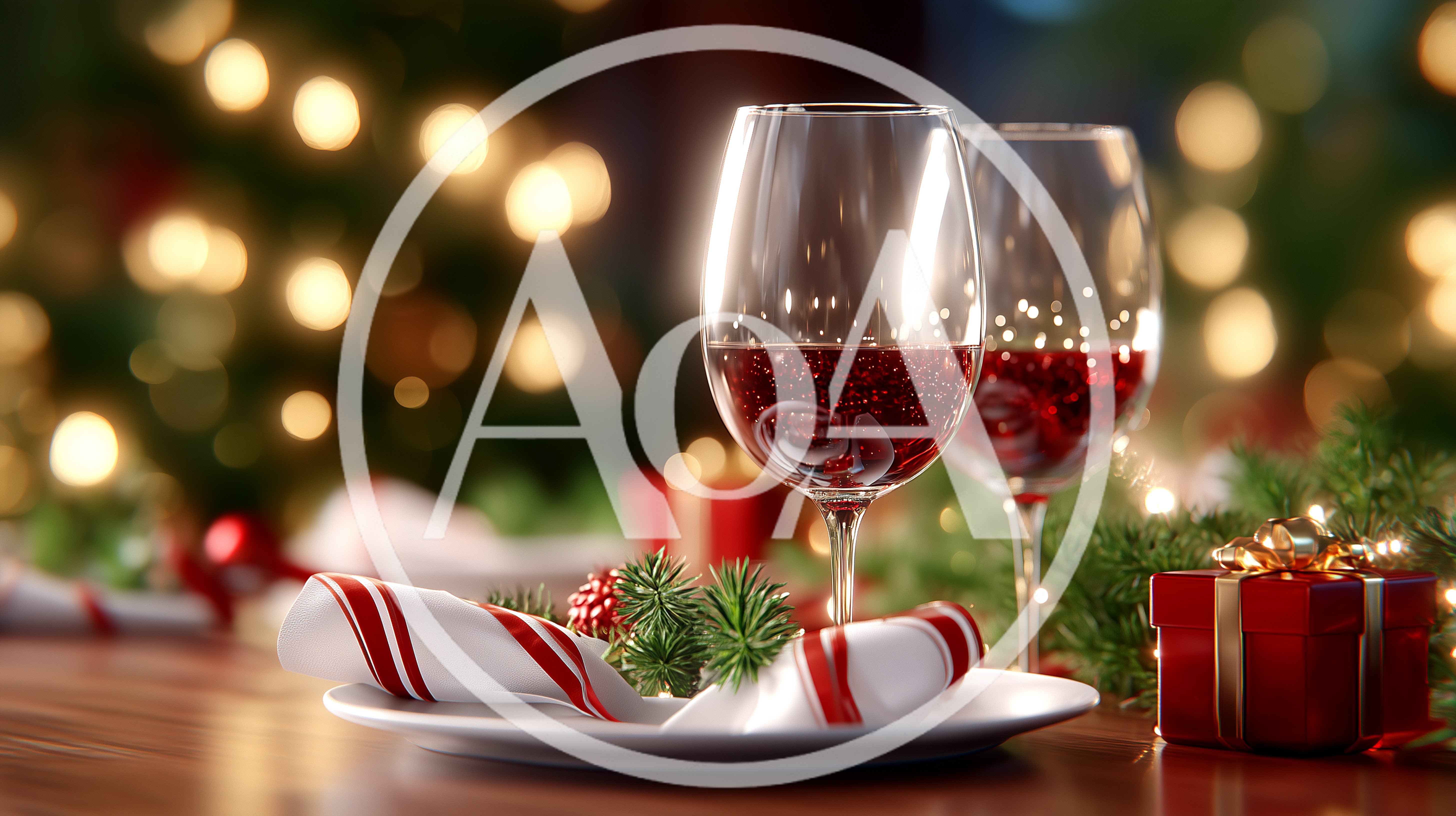 Two Glasses Of Red Wine On A Festive Table