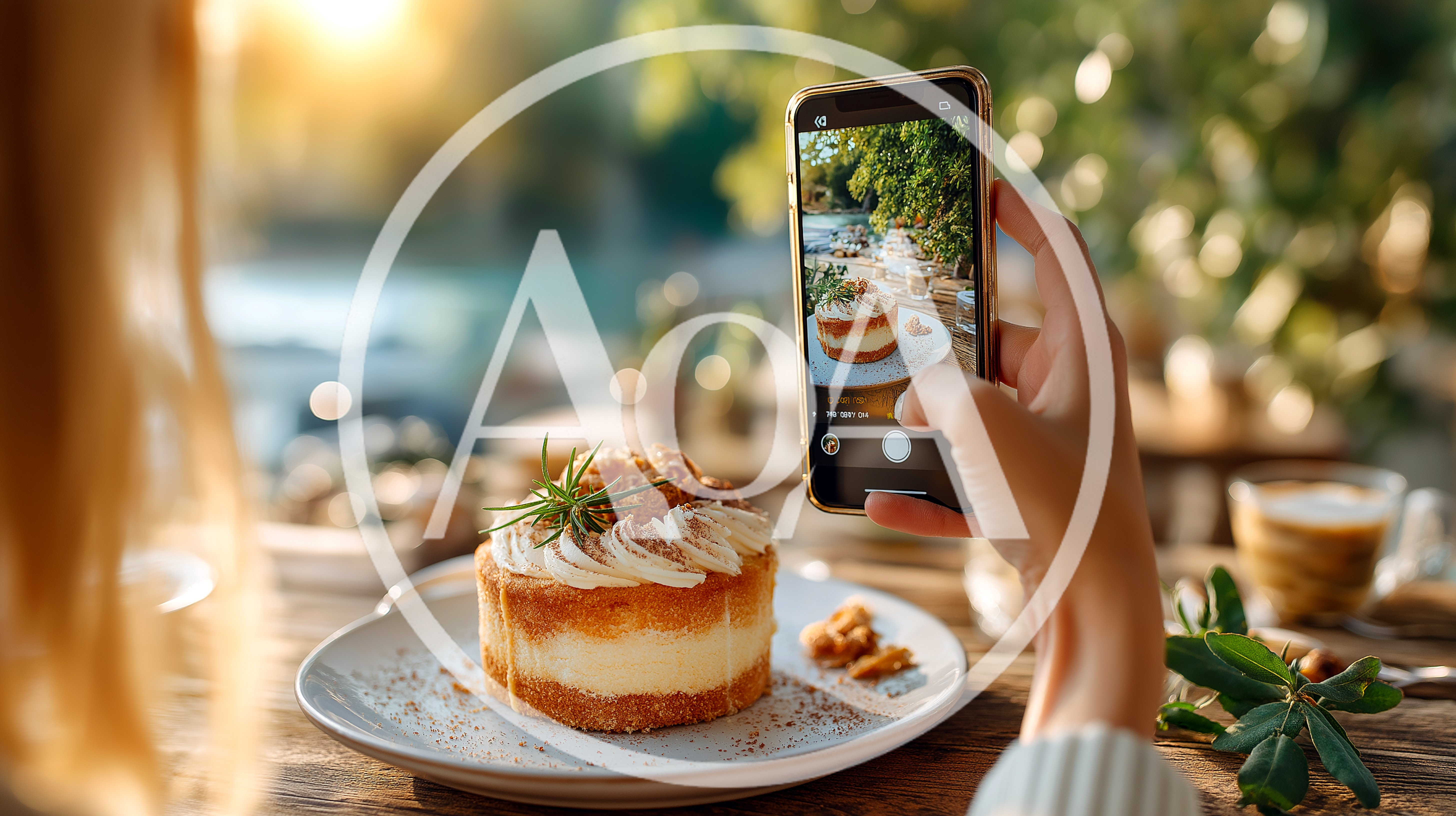 Woman Taking Photo Of Dessert With Smartphone