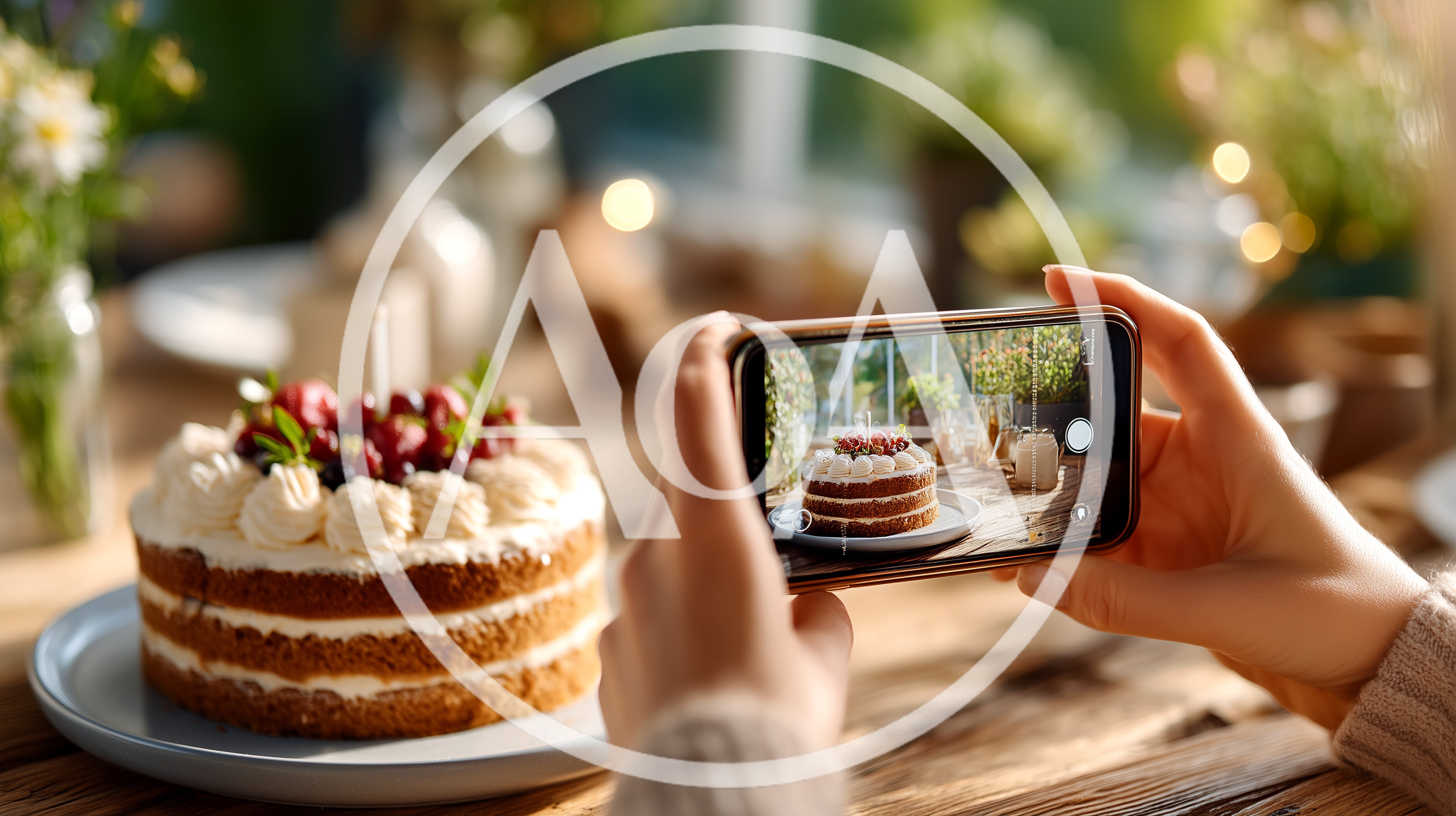 Person Taking A Photo Of A Layered Cake