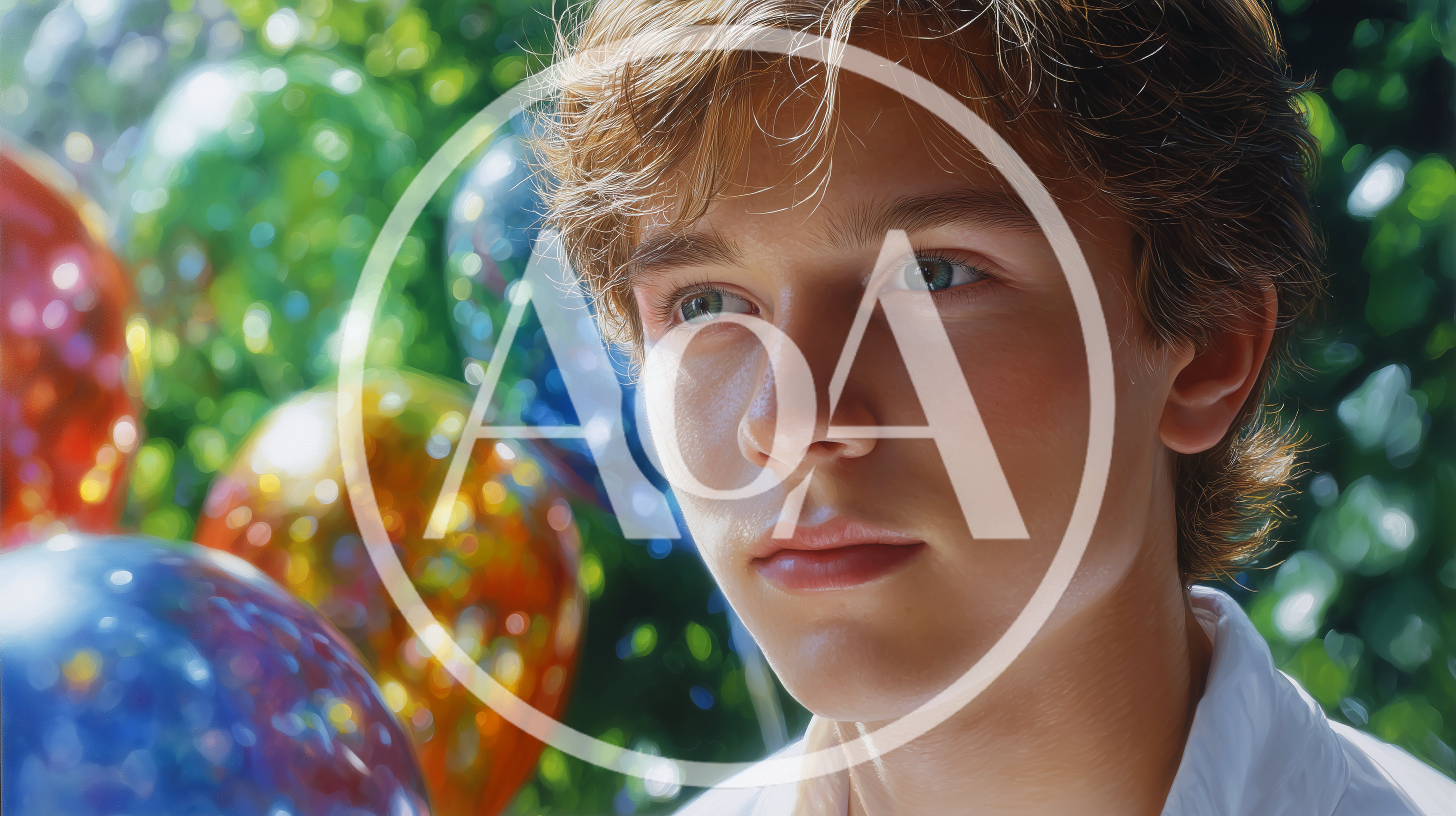 Portrait Of A Young Man With Colorful Balloons