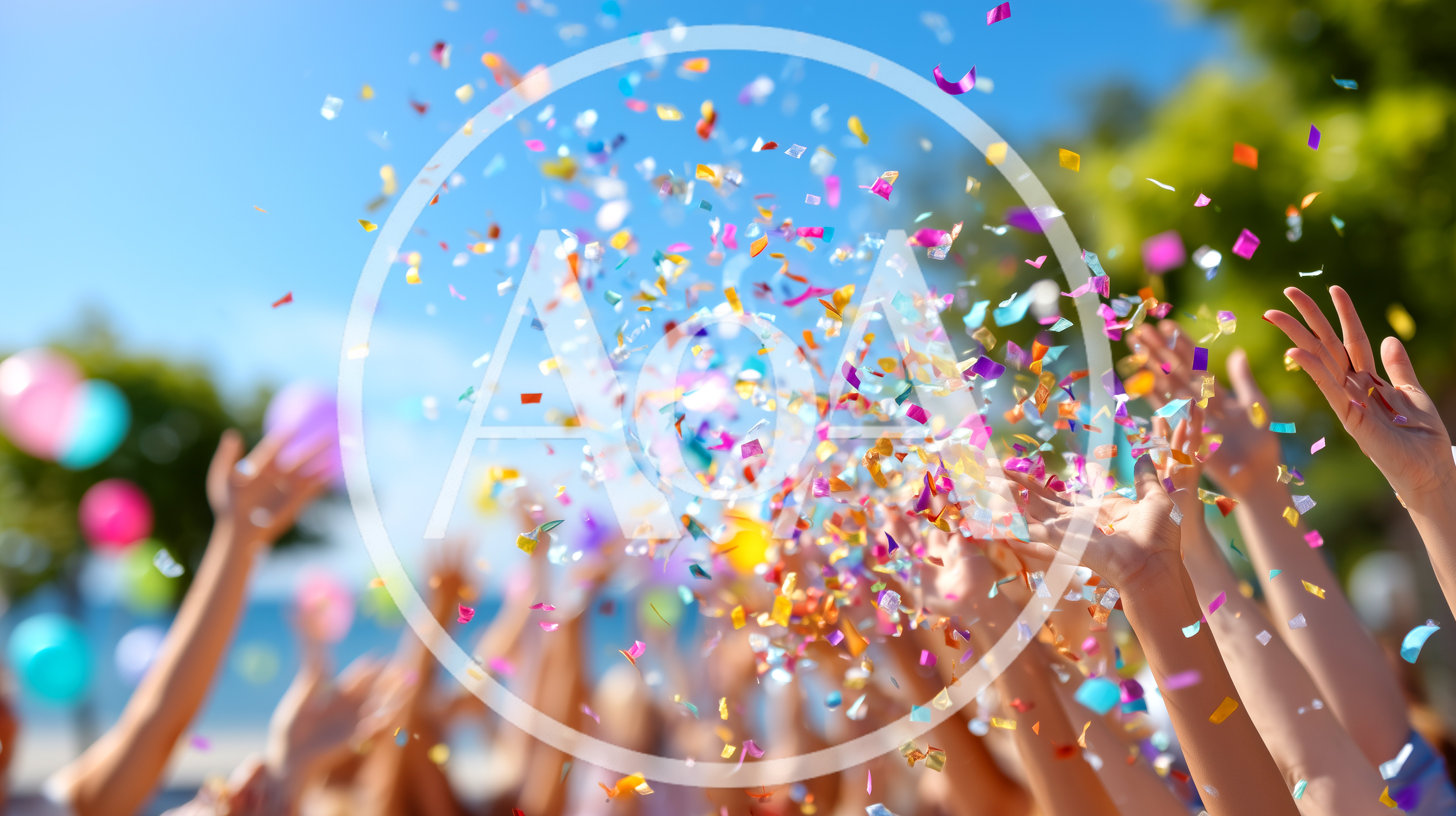 Crowd Celebrating With Colorful Confetti Outdoors