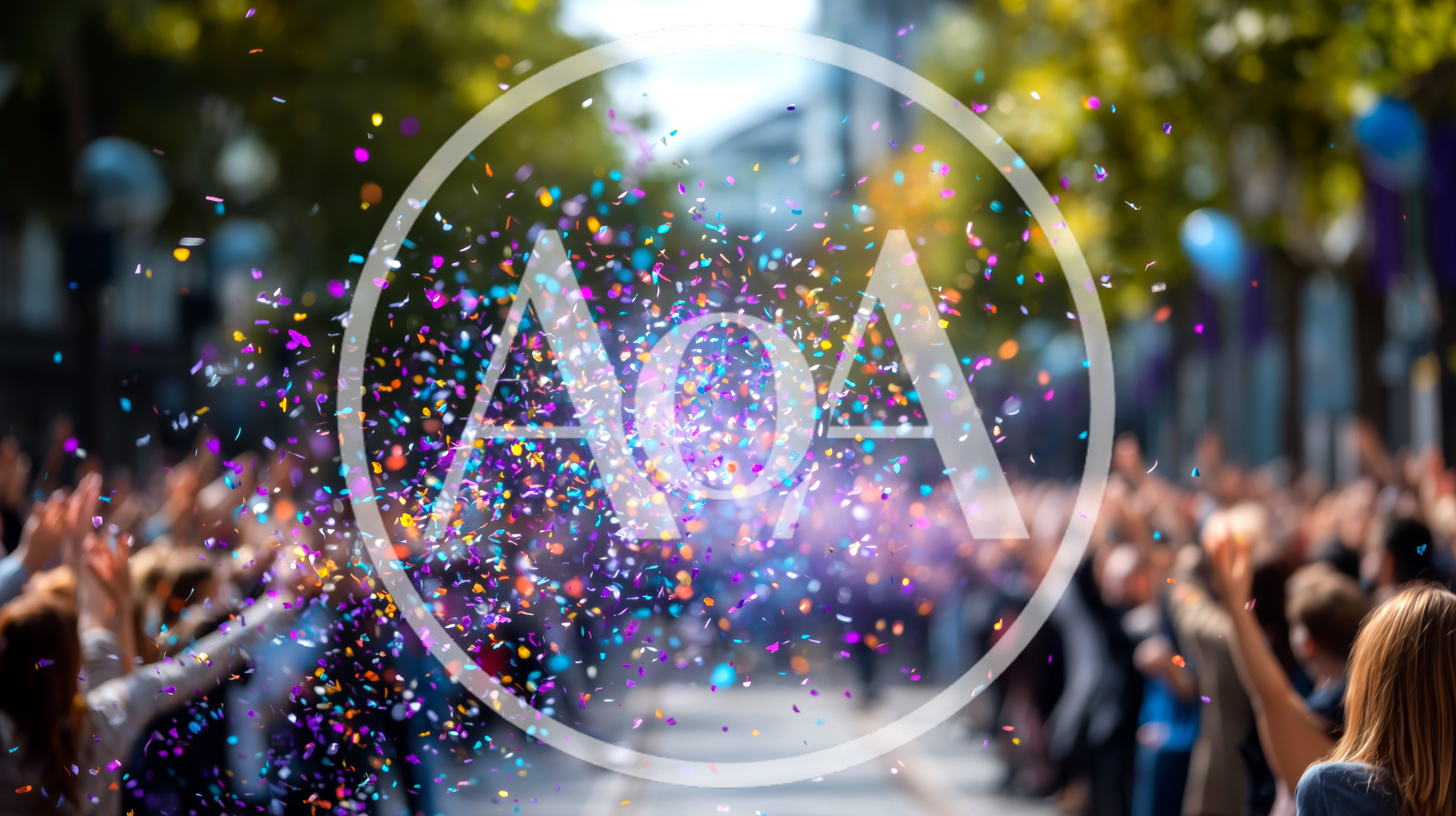 Crowd Celebrating With Colorful Confetti Explosion