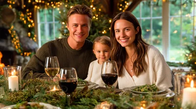 Happy Family Having A Festive Christmas Dinner