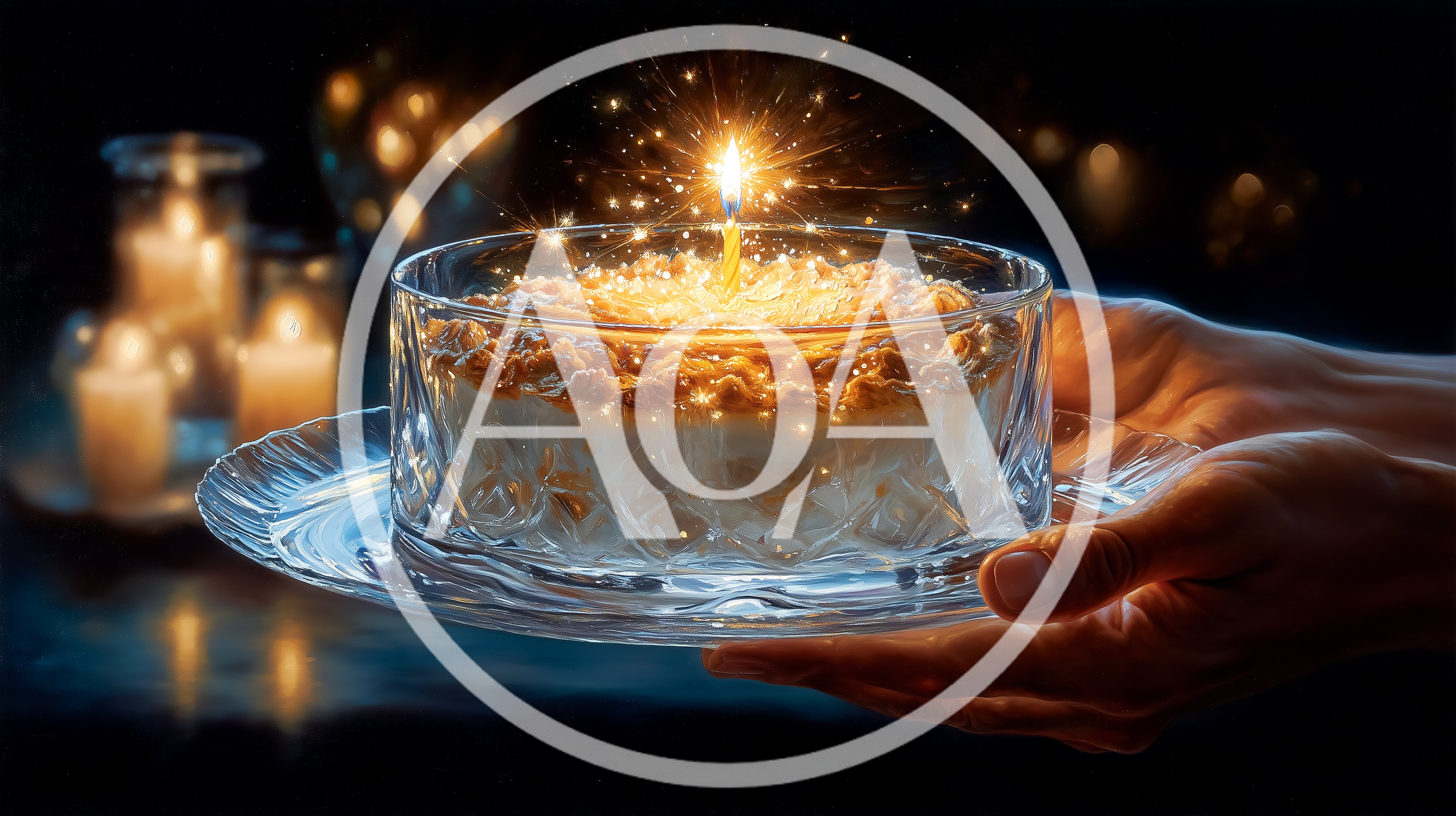 Hands Holding A Glowing Birthday Cake