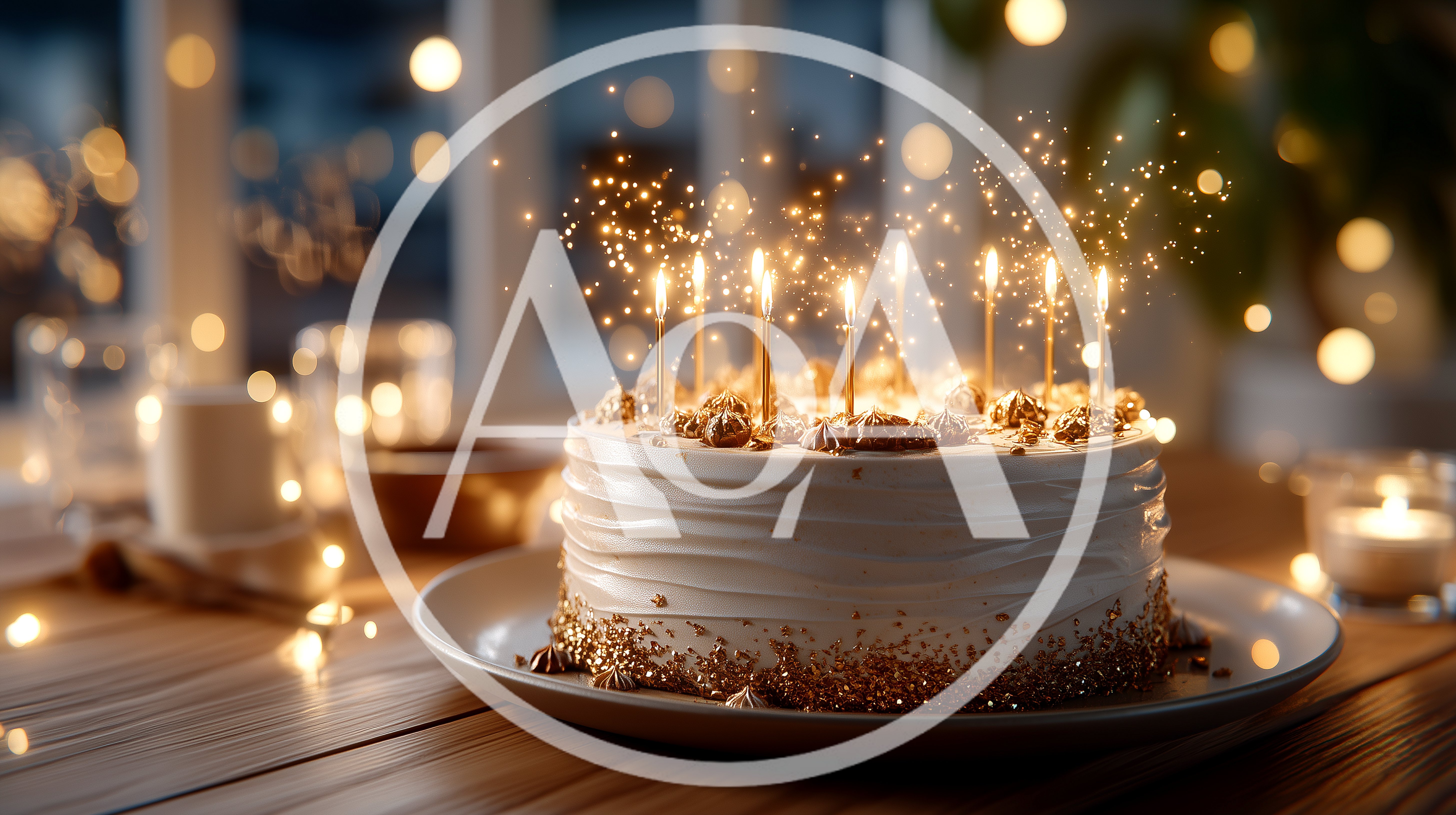 Birthday Cake With Glowing Candles And Sparkles