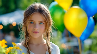 Portrait Of A Young Girl With Braided Hair