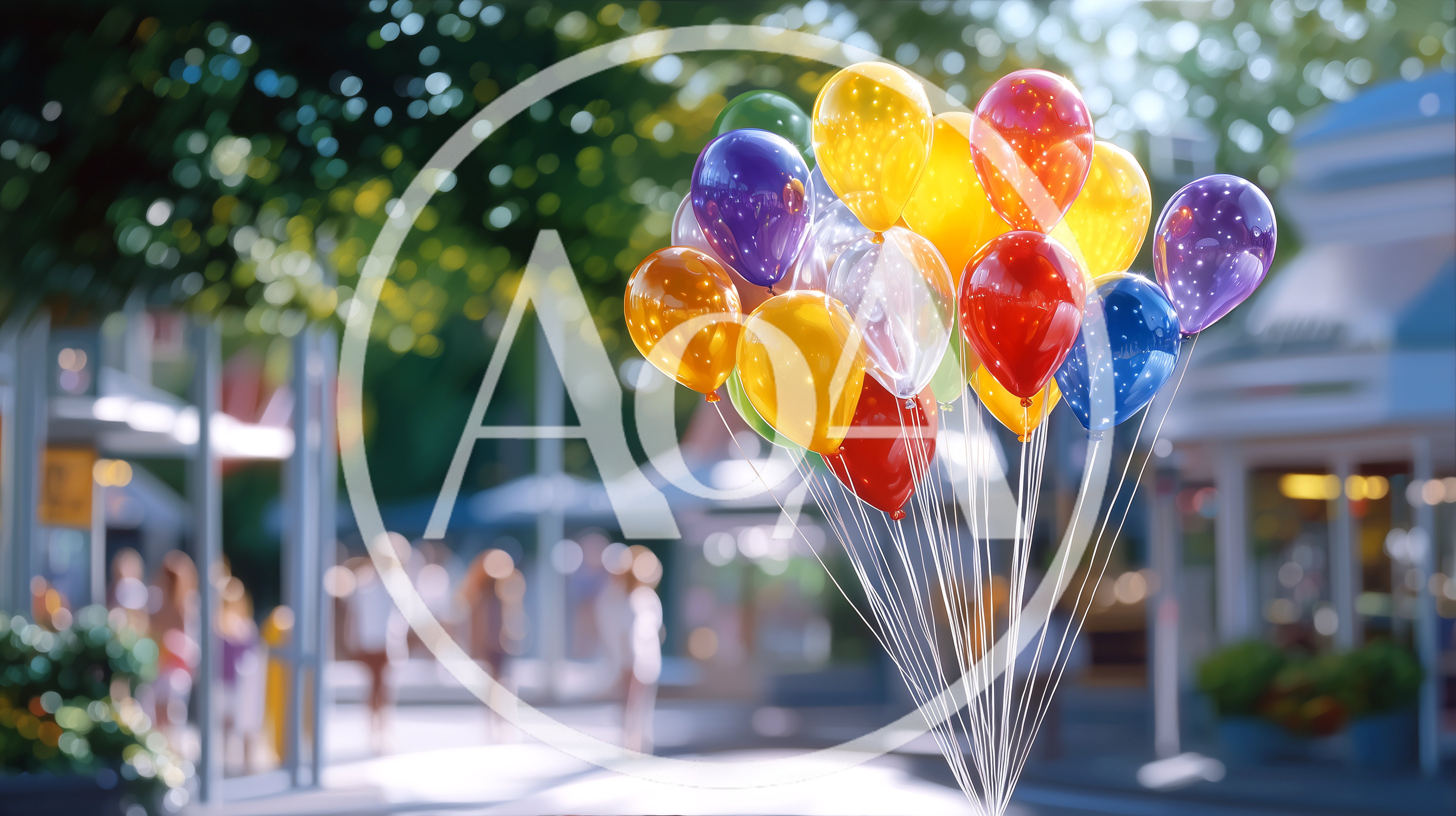 Bunch Of Colorful Balloons Floating In A Theme Park