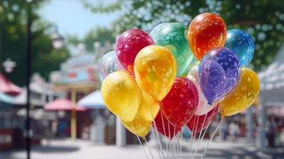 Bunch Of Colorful Balloons At A Fairground