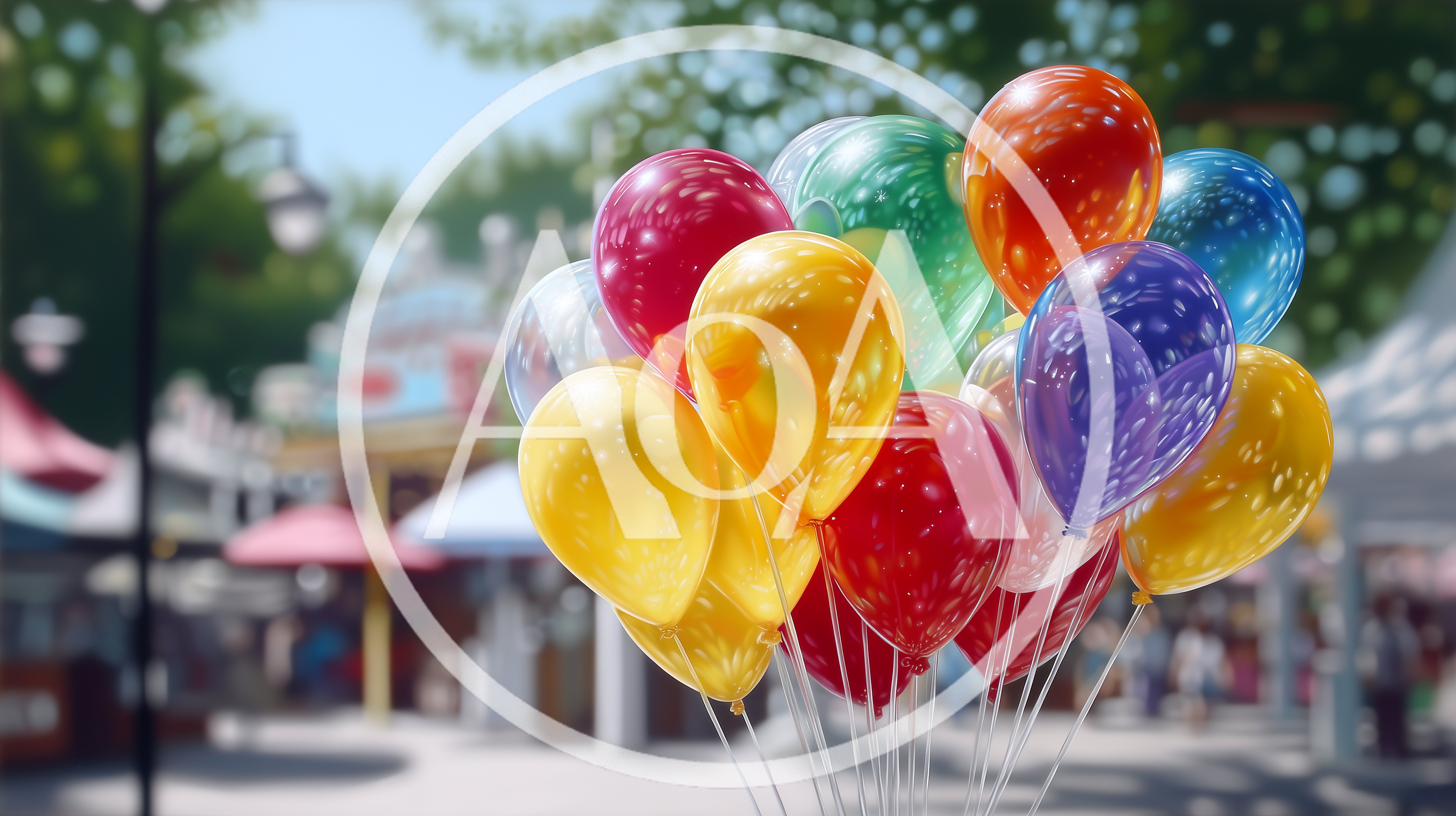 Bunch Of Colorful Balloons At A Fairground