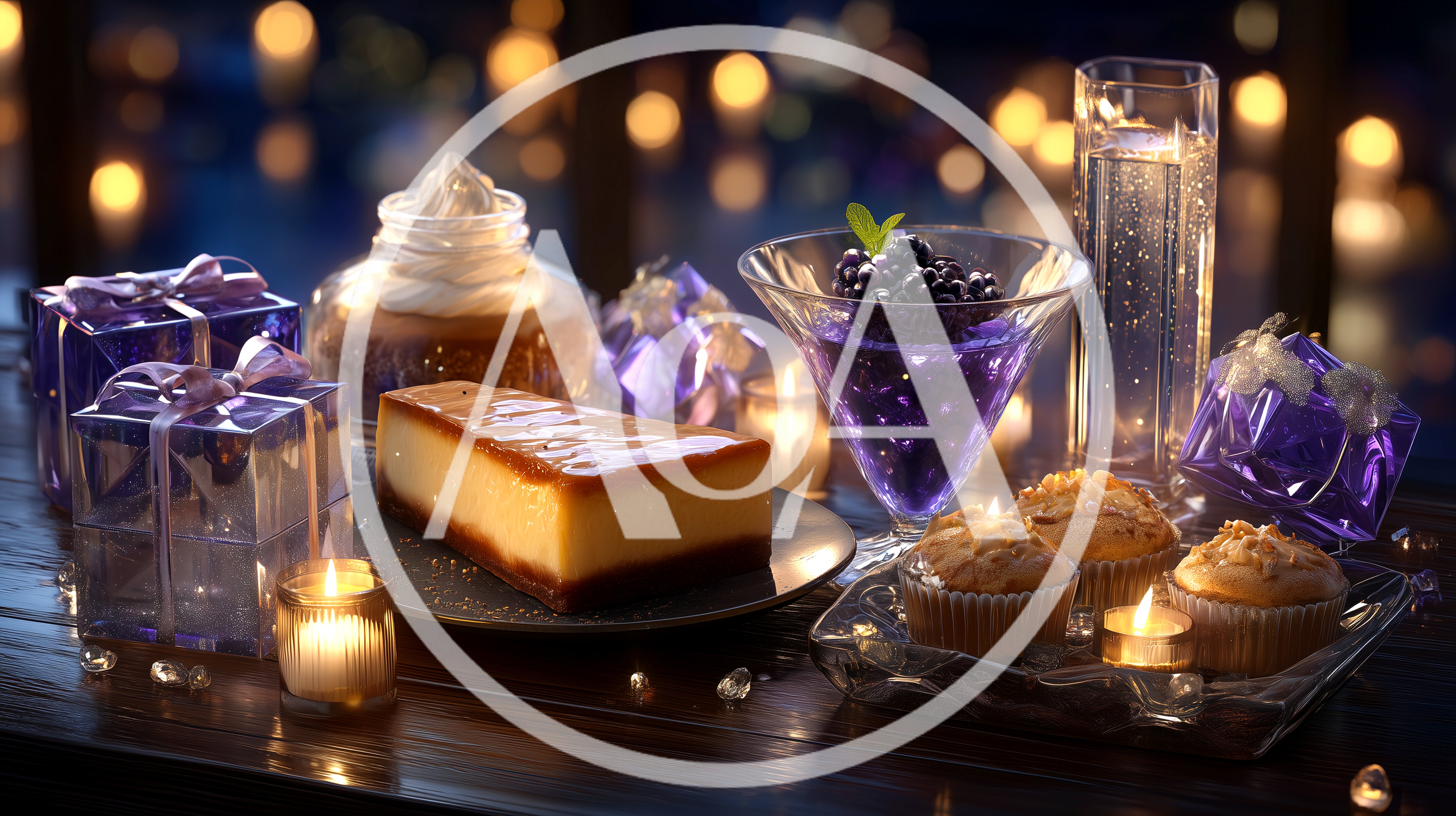 Festive Dessert Table With Cheesecake And Cupcakes