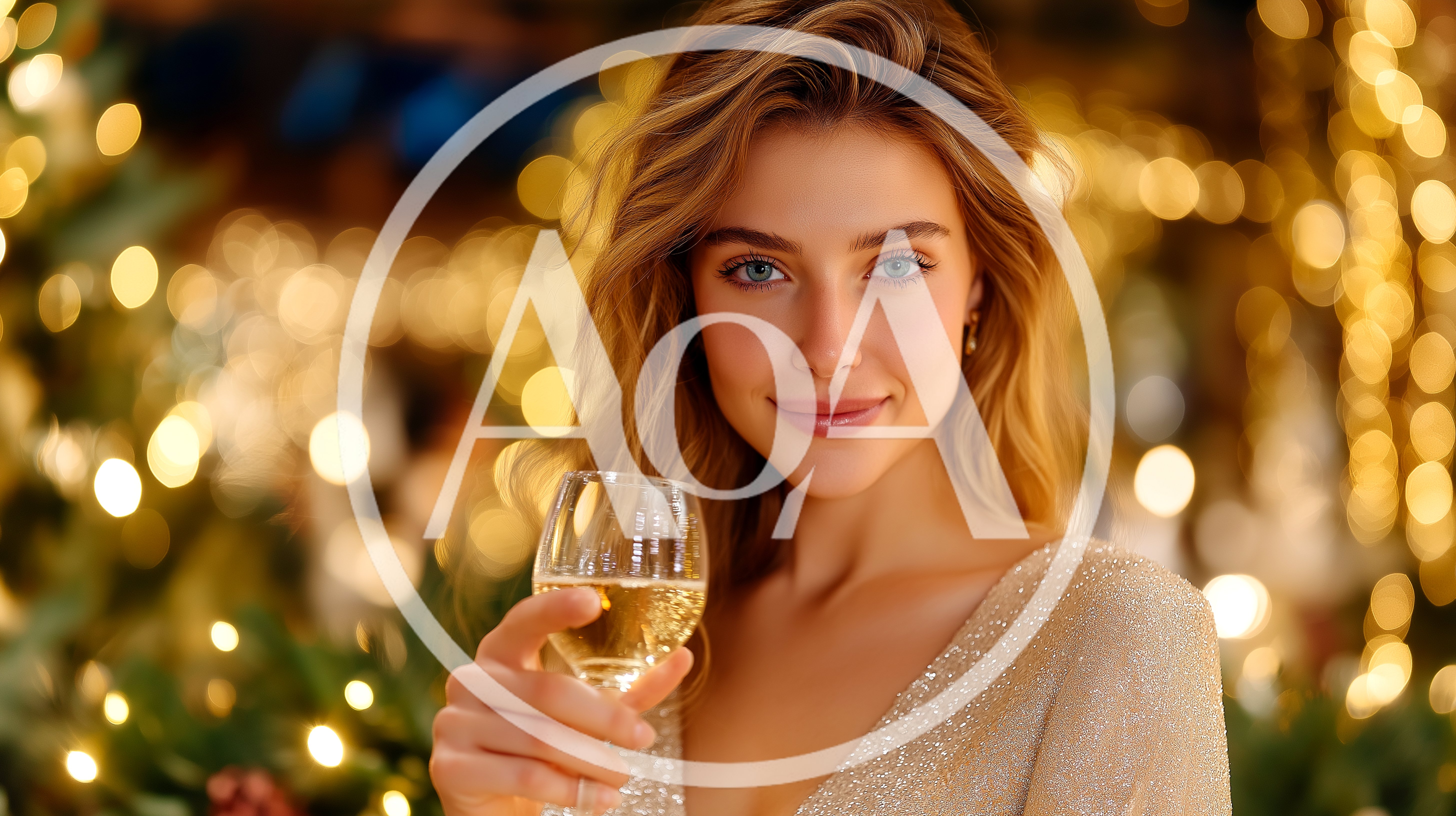Beautiful Woman Holding A Glass Of Champagne
