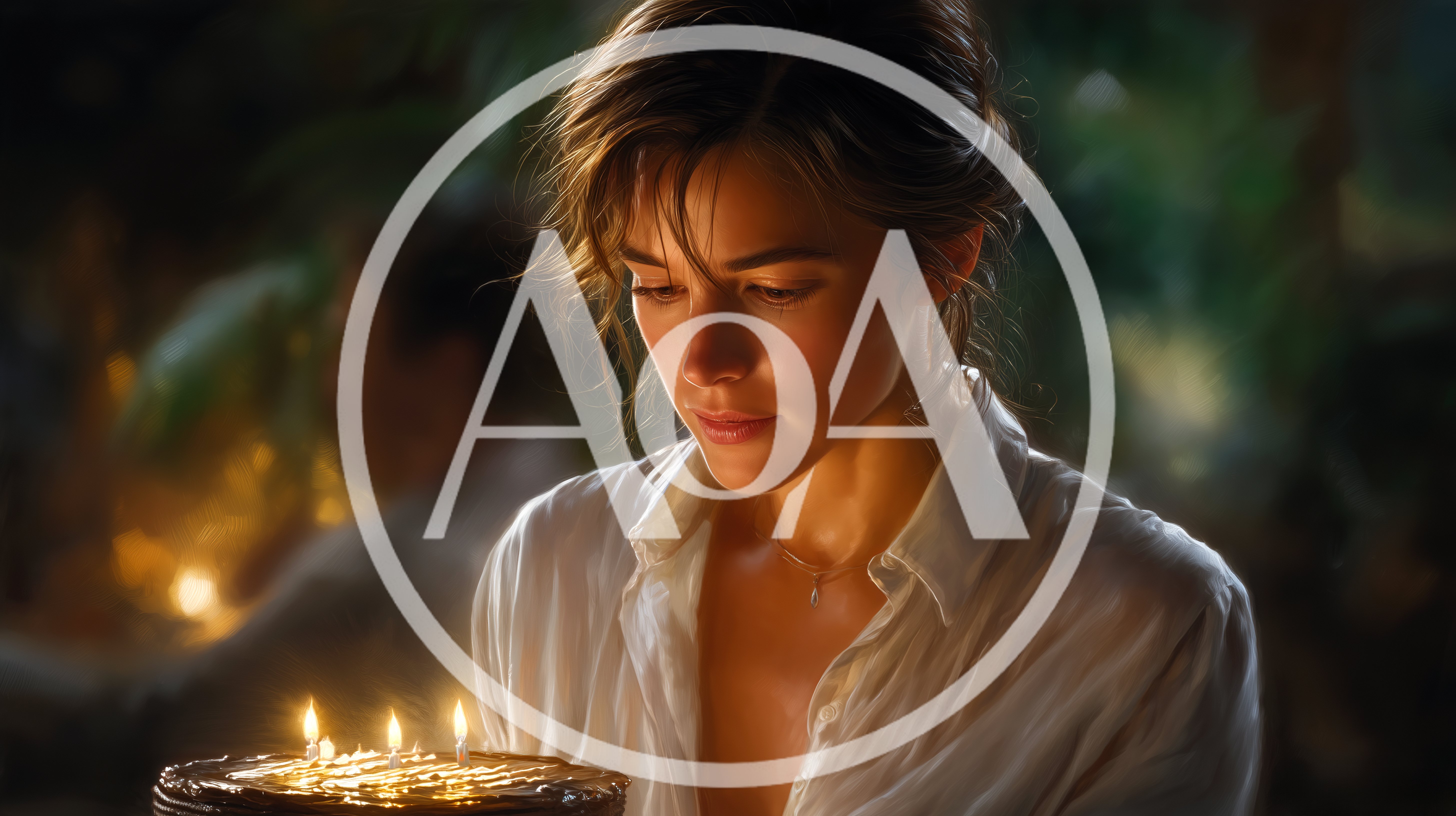 Young Woman Holding A Birthday Cake With Lit Candles