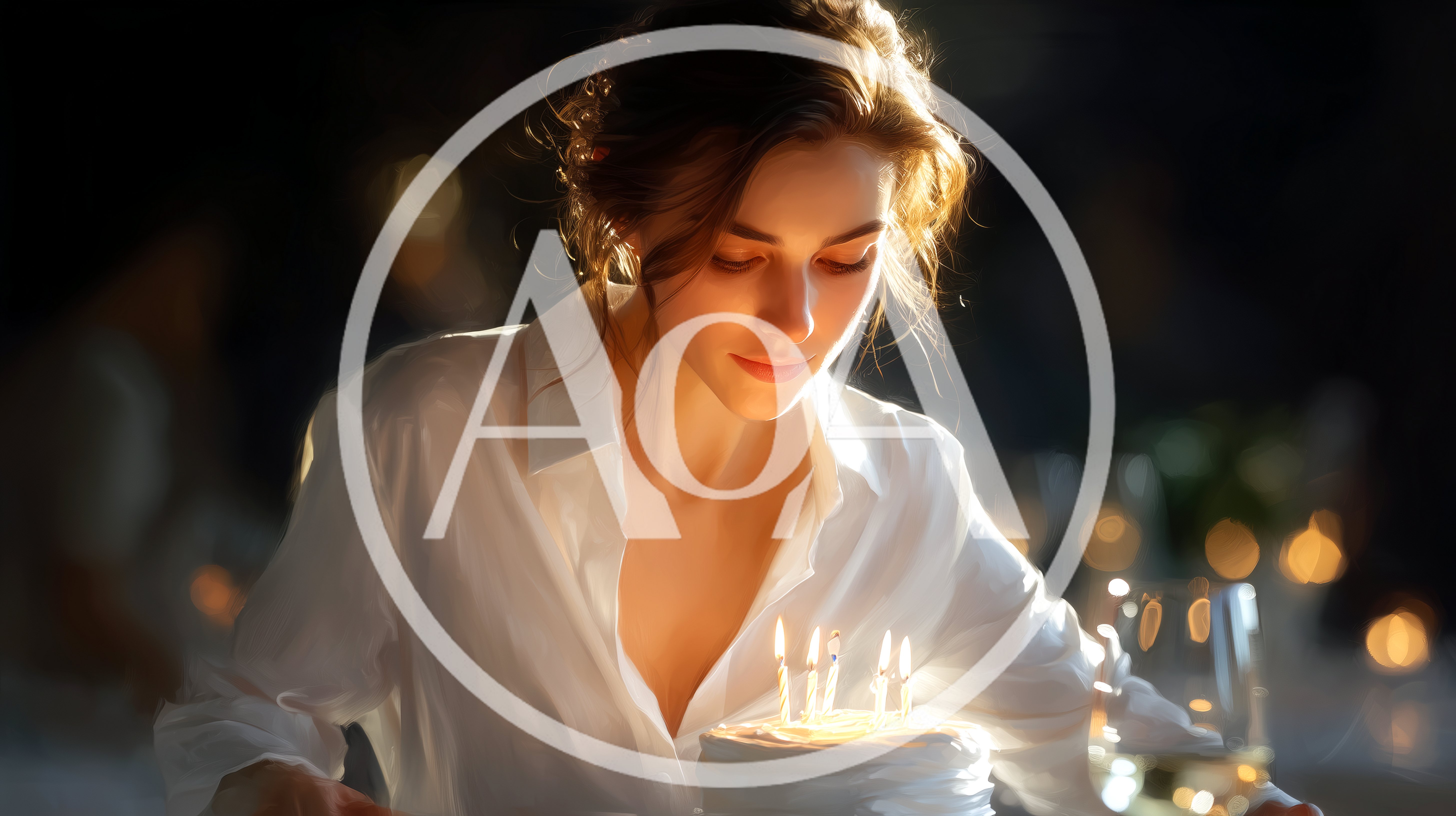 Young Woman Making A Wish On Birthday Cake