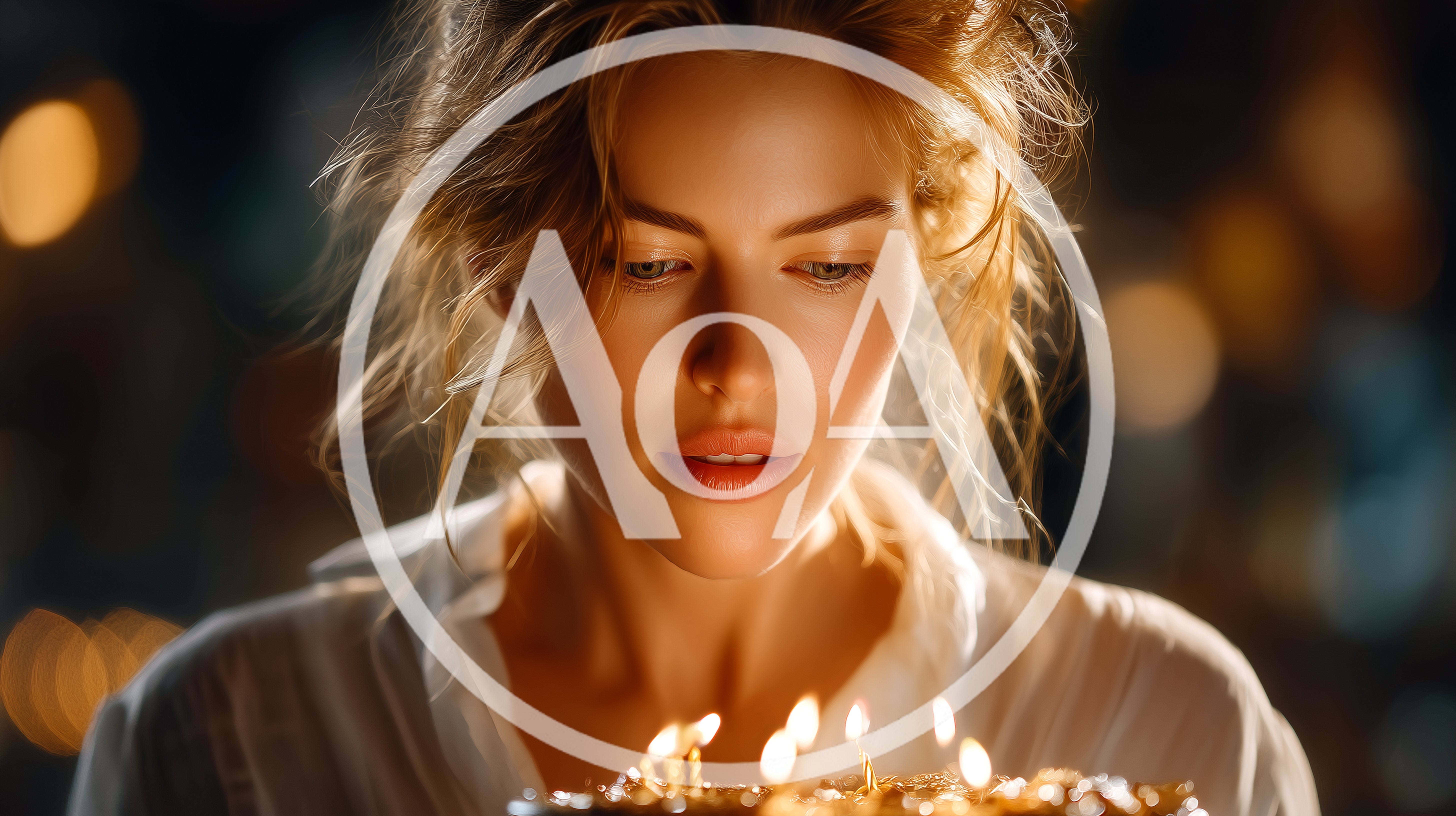 Young Woman Making A Wish Over Birthday Cake