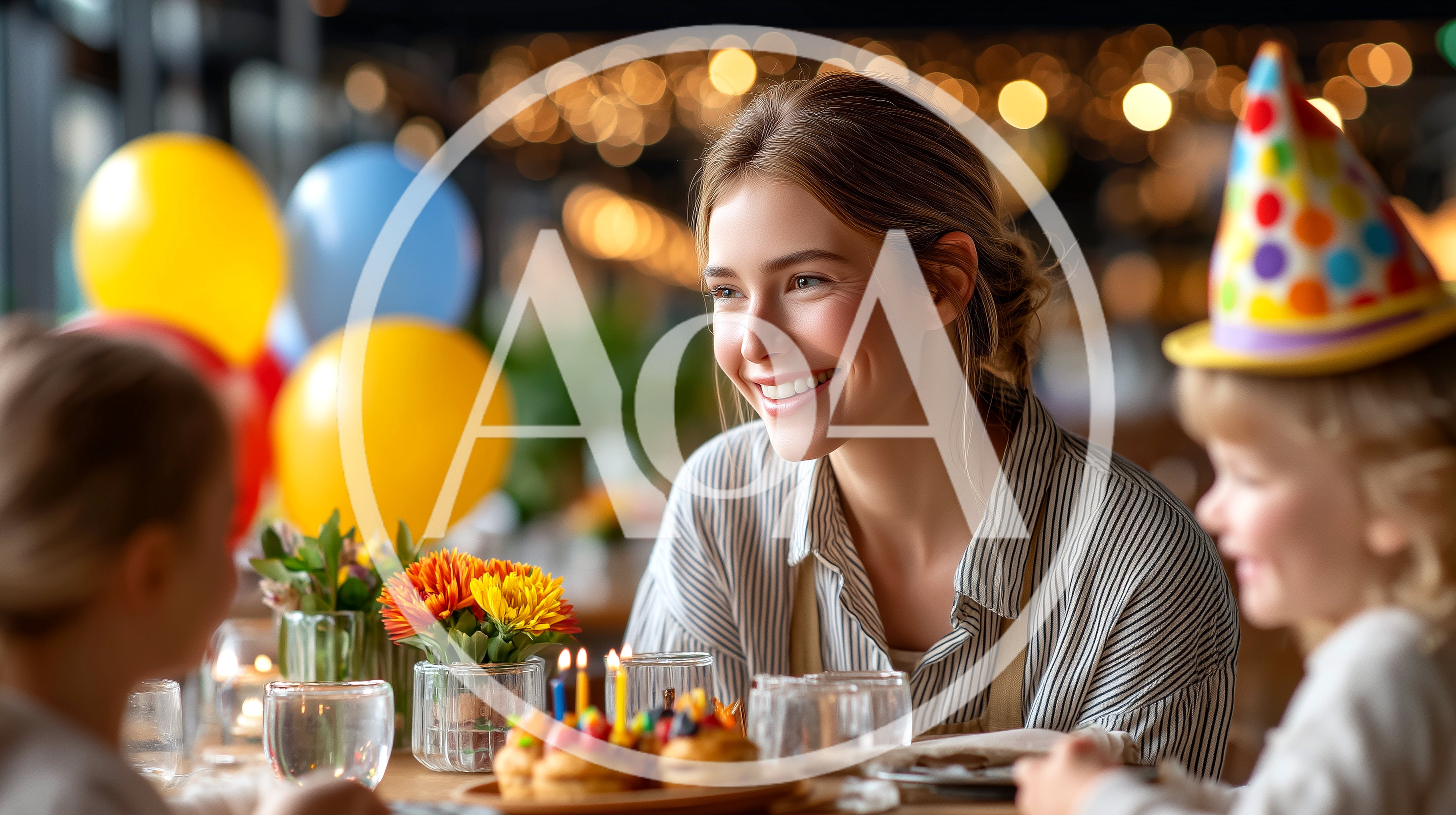 Young Woman Celebrating Birthday With Children