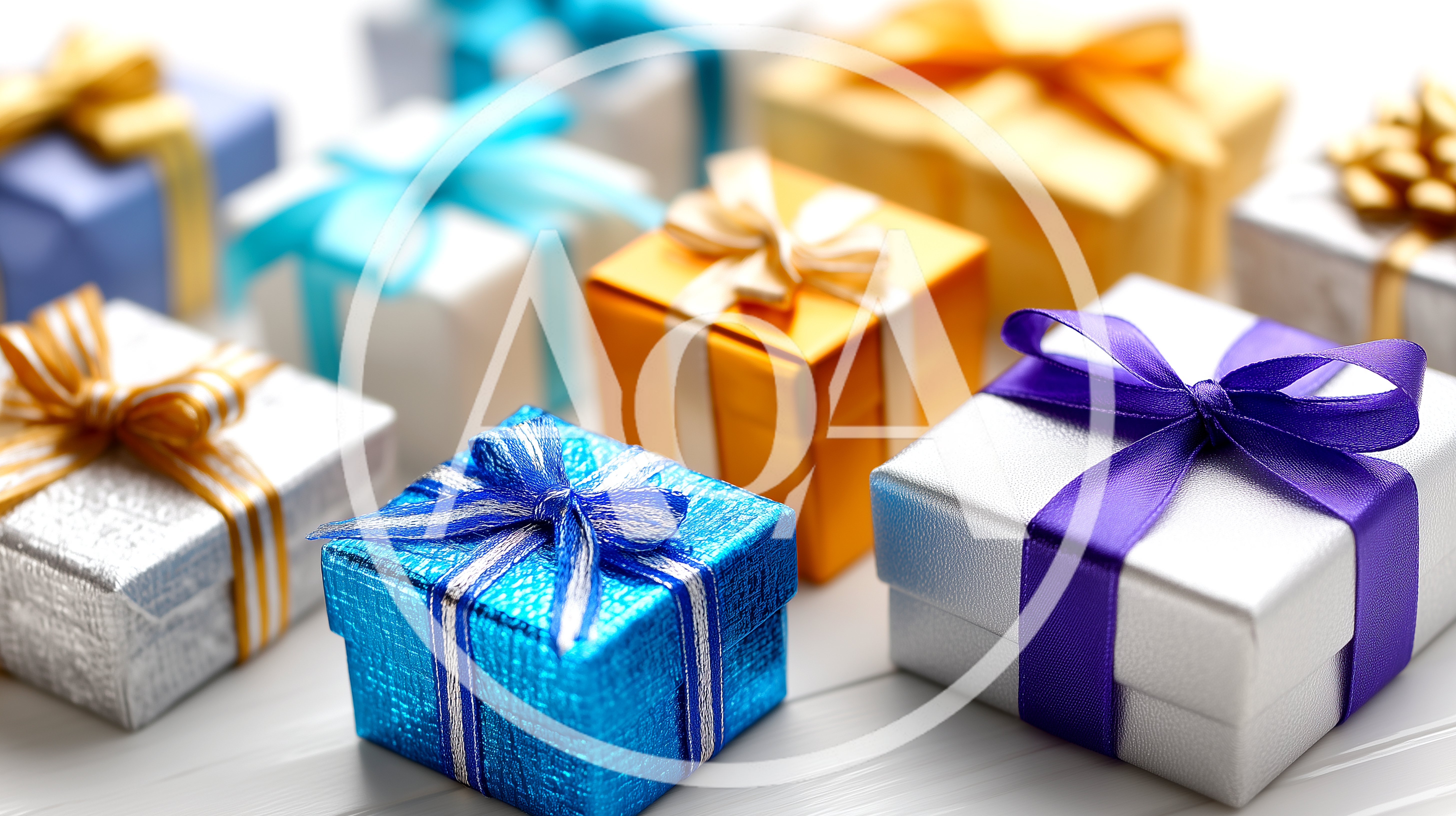 Assorted Colorful Gift Boxes With Ribbons